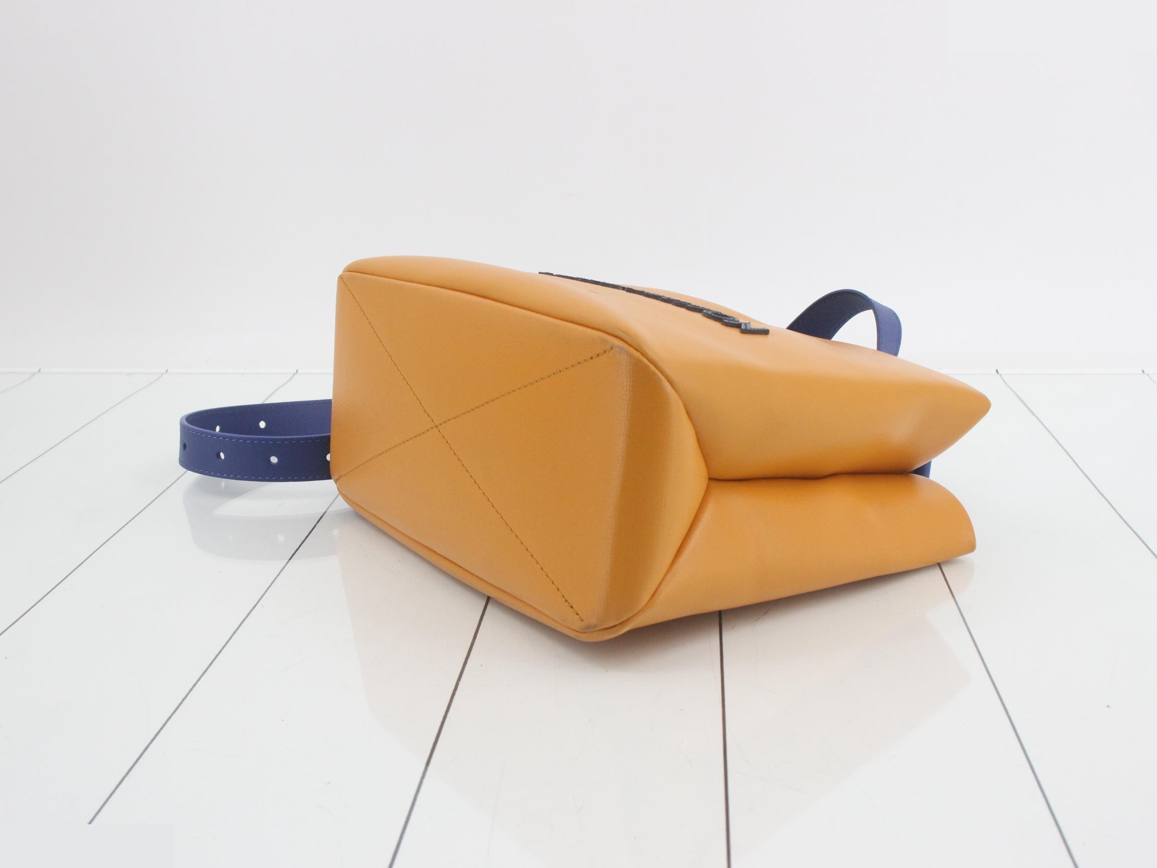 Logo x Leather Shopper Tote MINI Orange x Blue — view 6