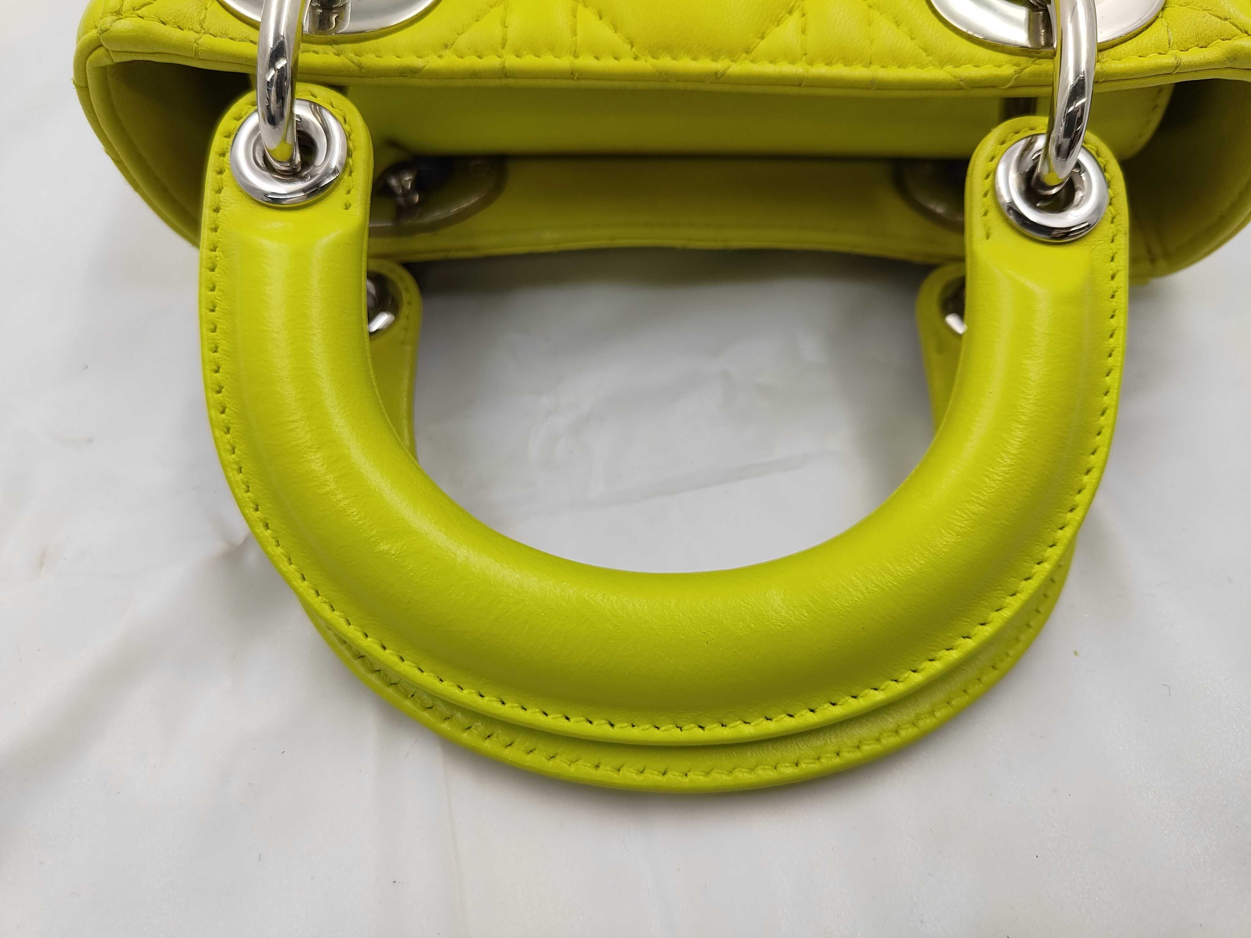 Lady Dior Yellow Lambskin 3-Compartment Handbag — view 3