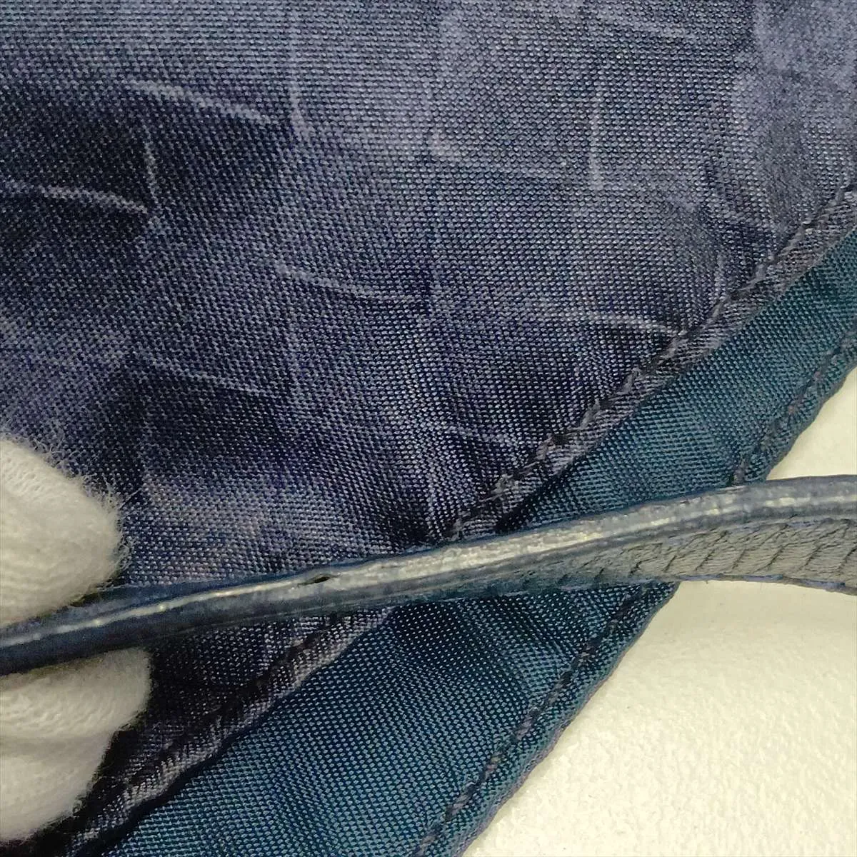 Intrecciato Illusion Nylon x Leather Tote Bag, Blue — view 12