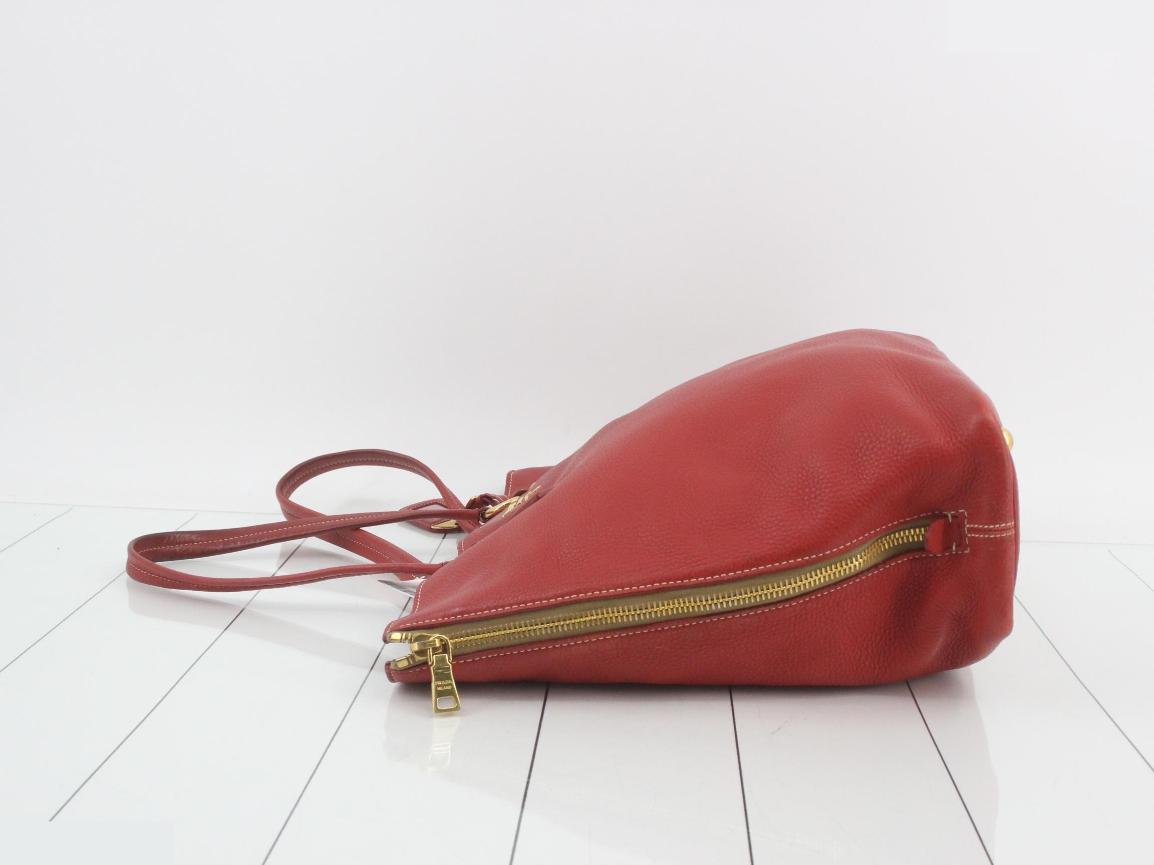 Leather tote bag, red — view 4