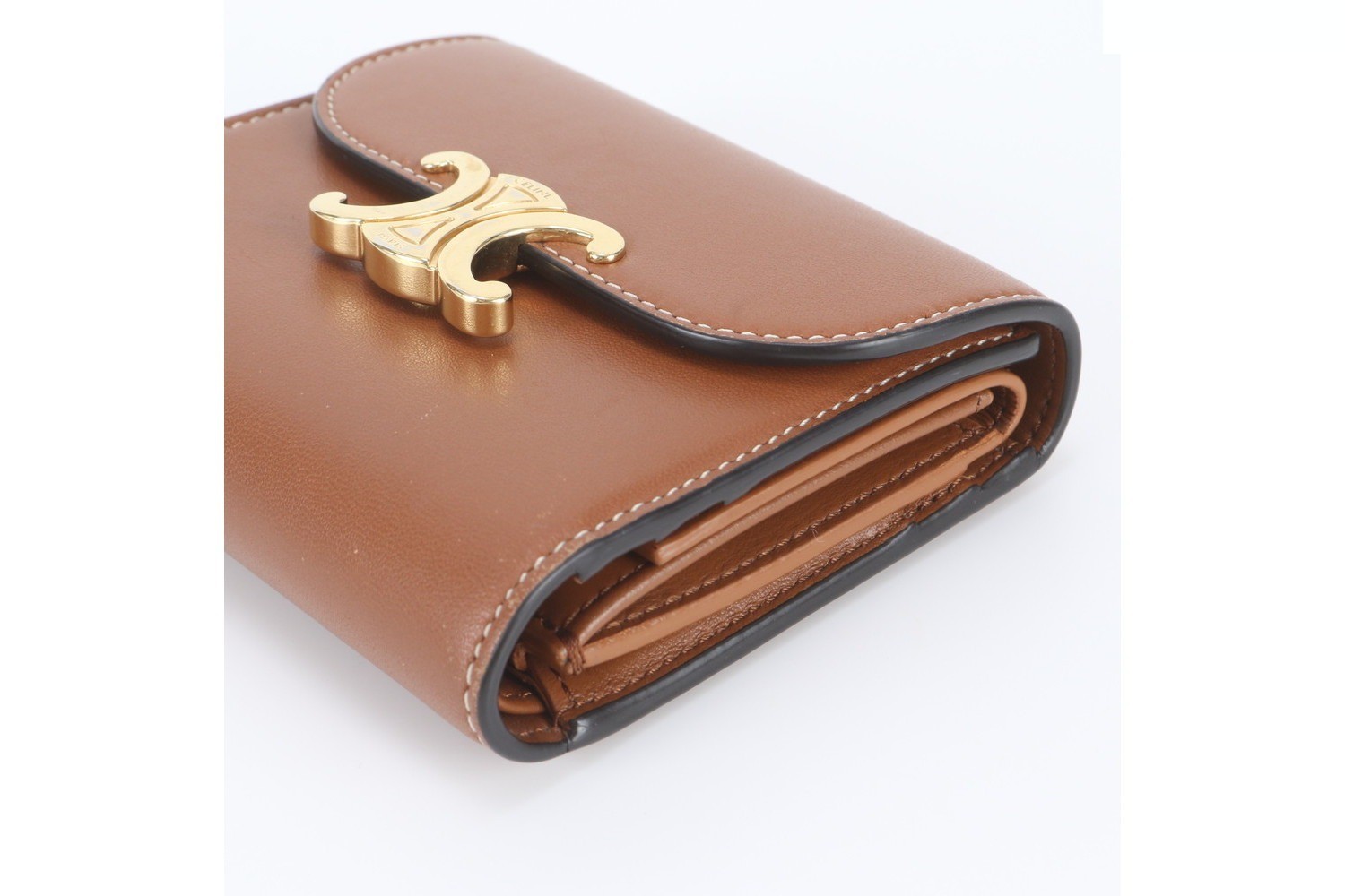 Triomphe Small Flap Wallet Leather Tri-fold Wallet — view 3