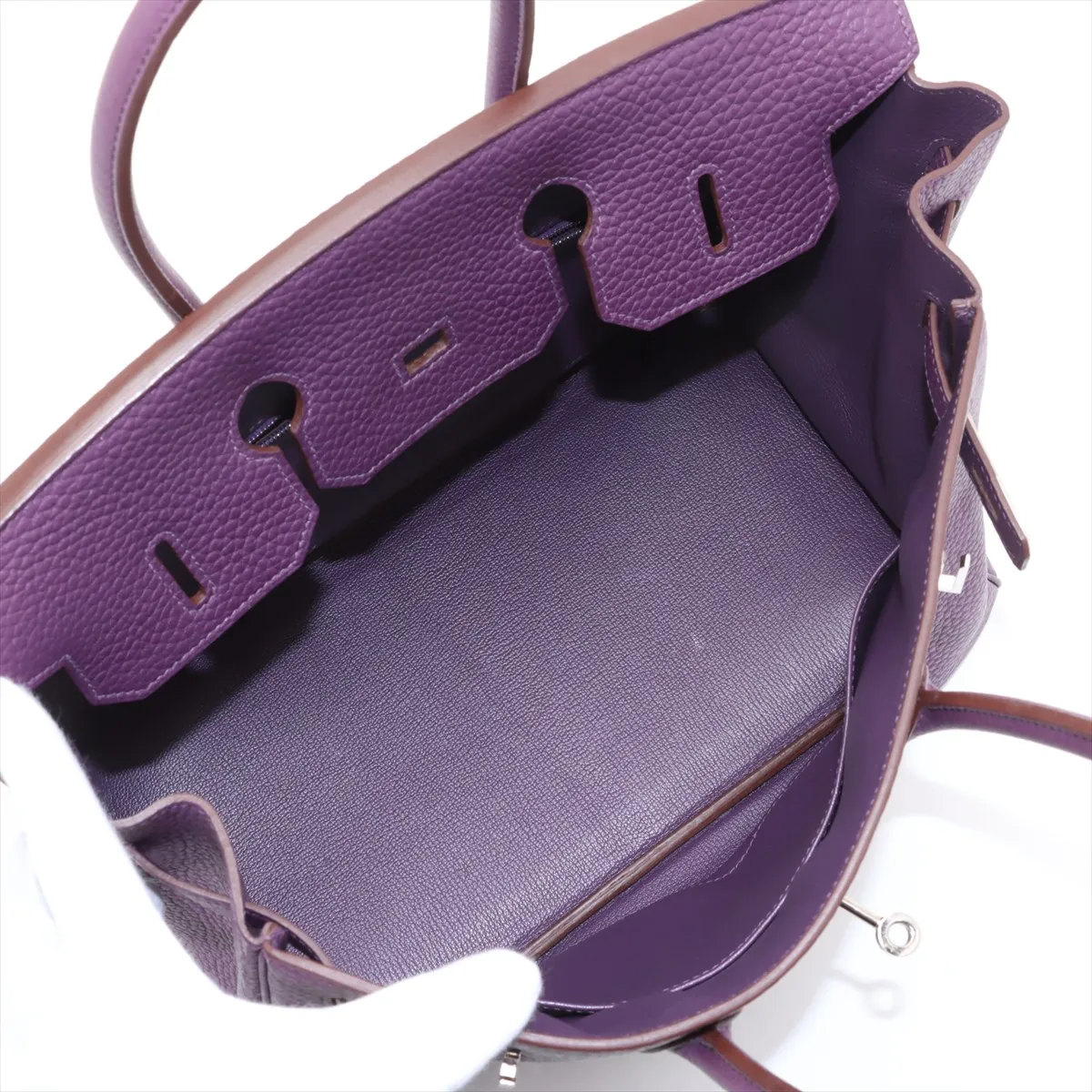 [Individually packaged] Hermes Birkin 35 Retourne Fjord Cassis Silver Hardware O: 2011 — view 7