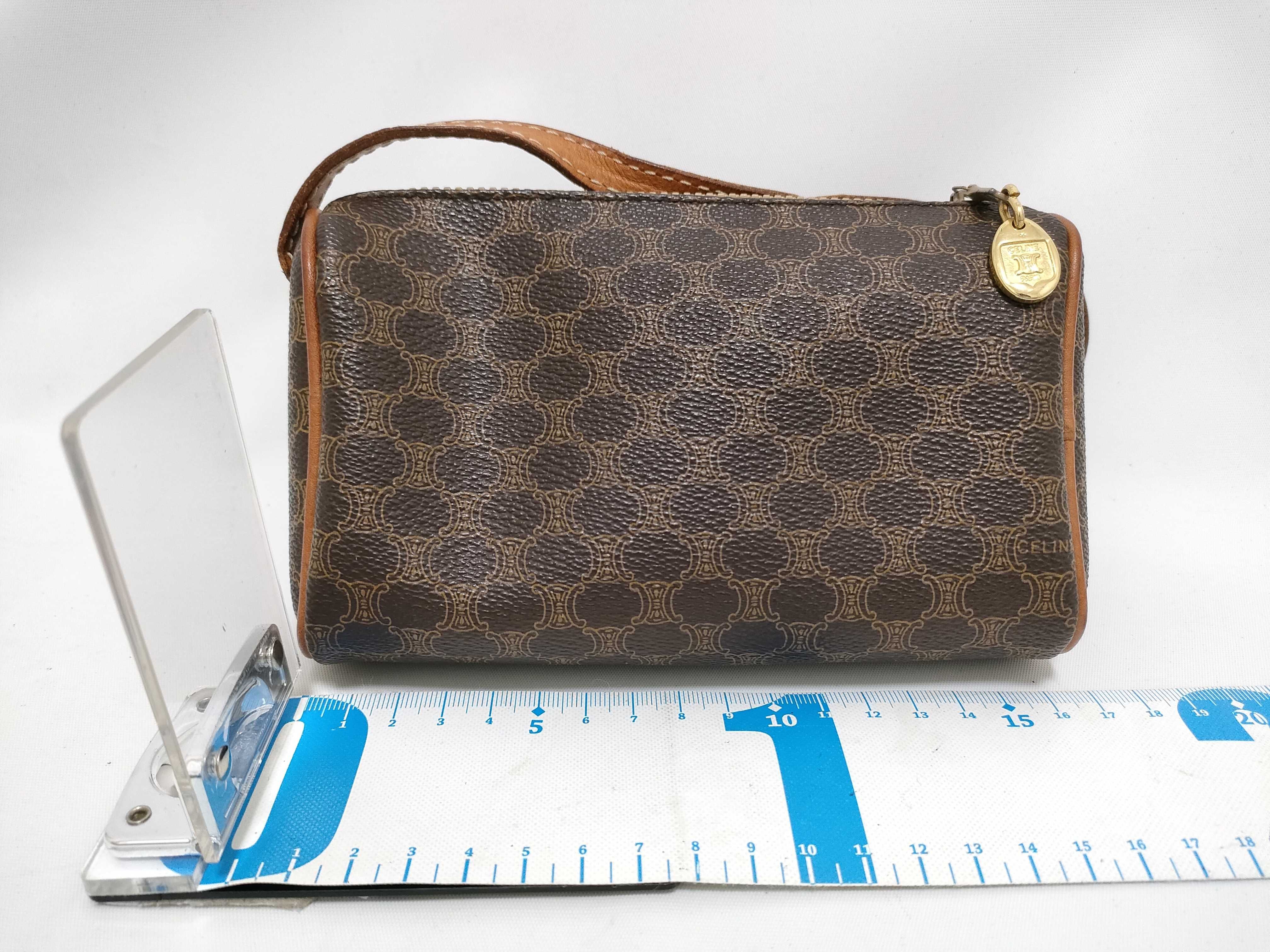 shoulder bag, mini shoulder bag, pochette, Macadam style, PVC leather, brown shoulder bag. — view 2