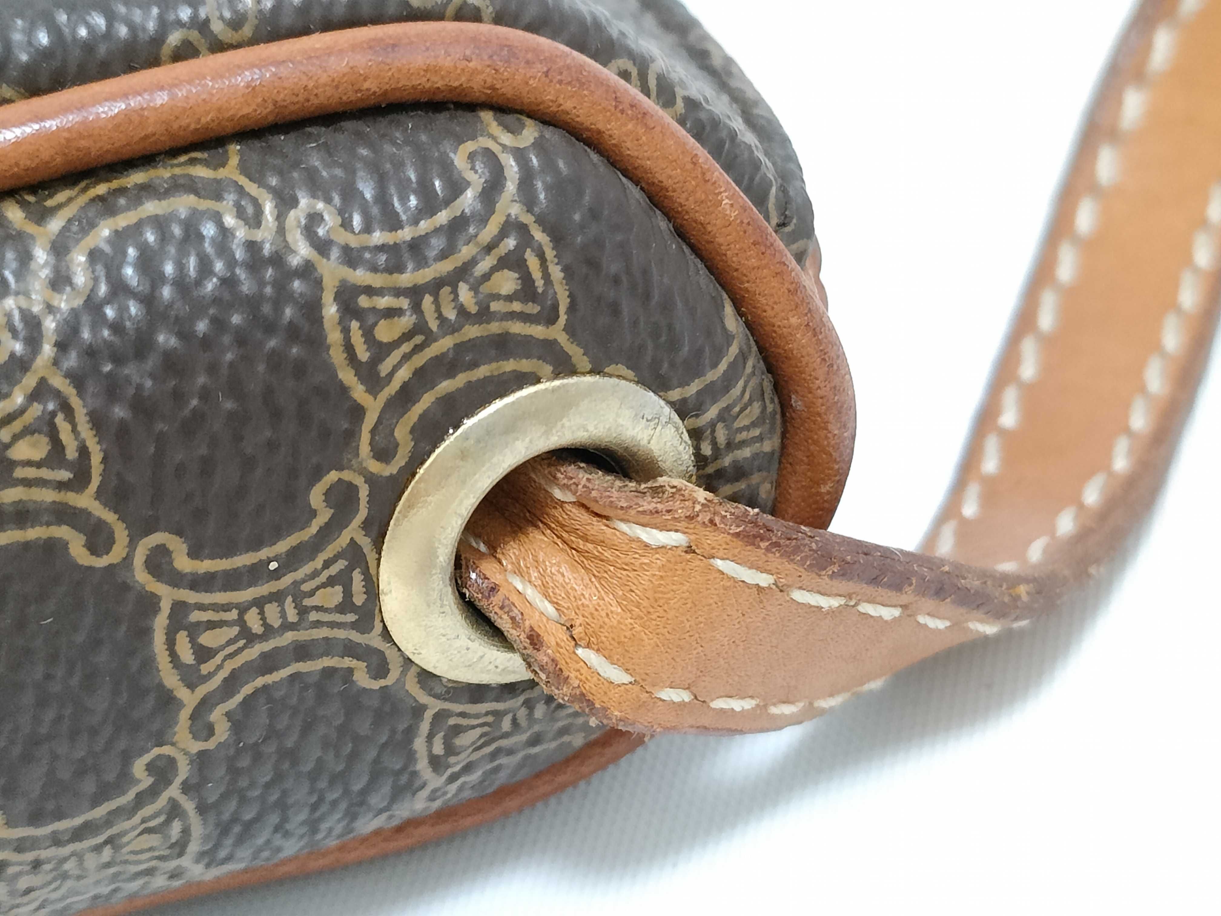 shoulder bag, mini shoulder bag, pochette, Macadam style, PVC leather, brown shoulder bag. — view 5