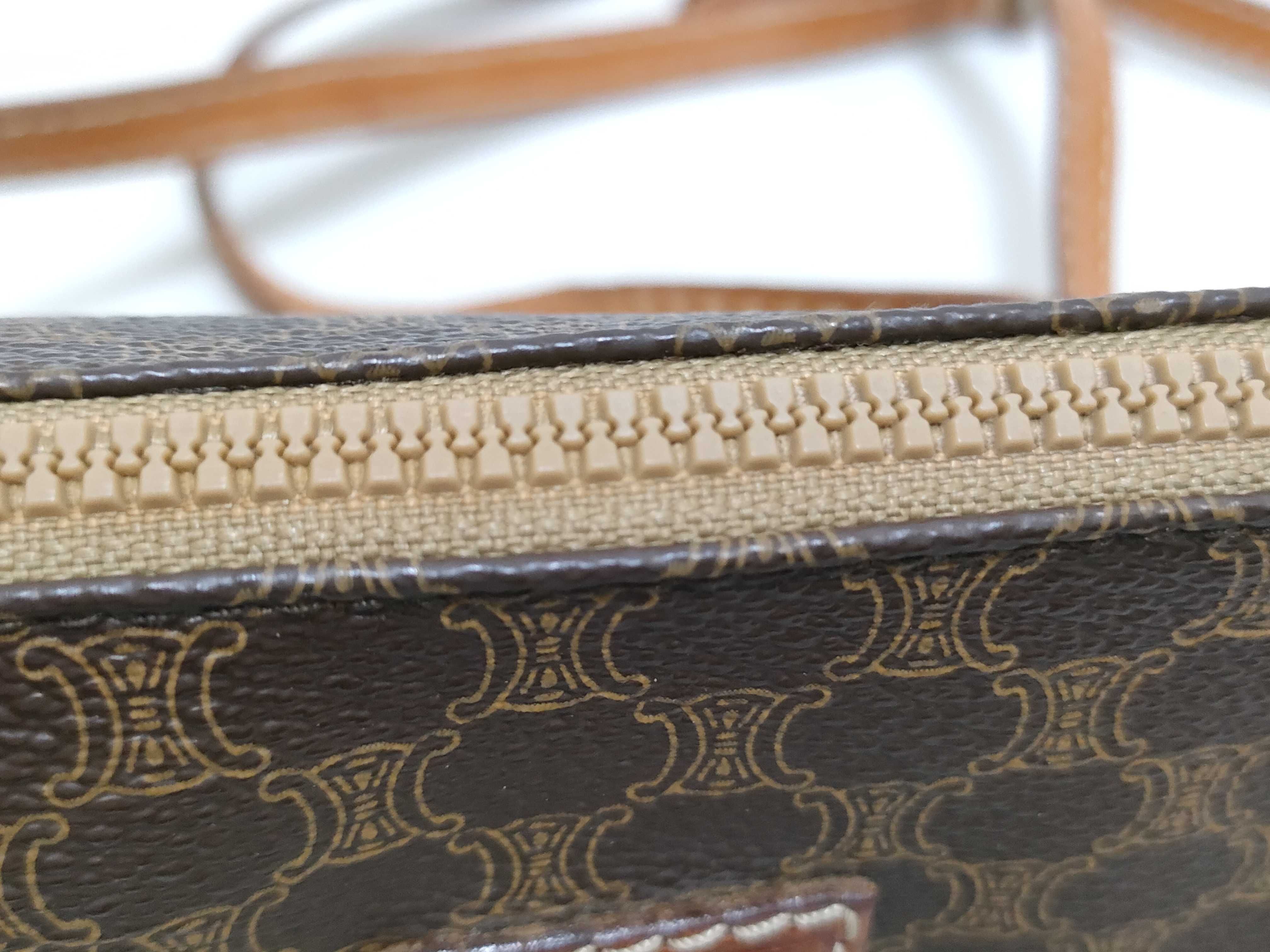 shoulder bag, mini shoulder bag, pochette, Macadam style, PVC leather, brown shoulder bag. — view 6