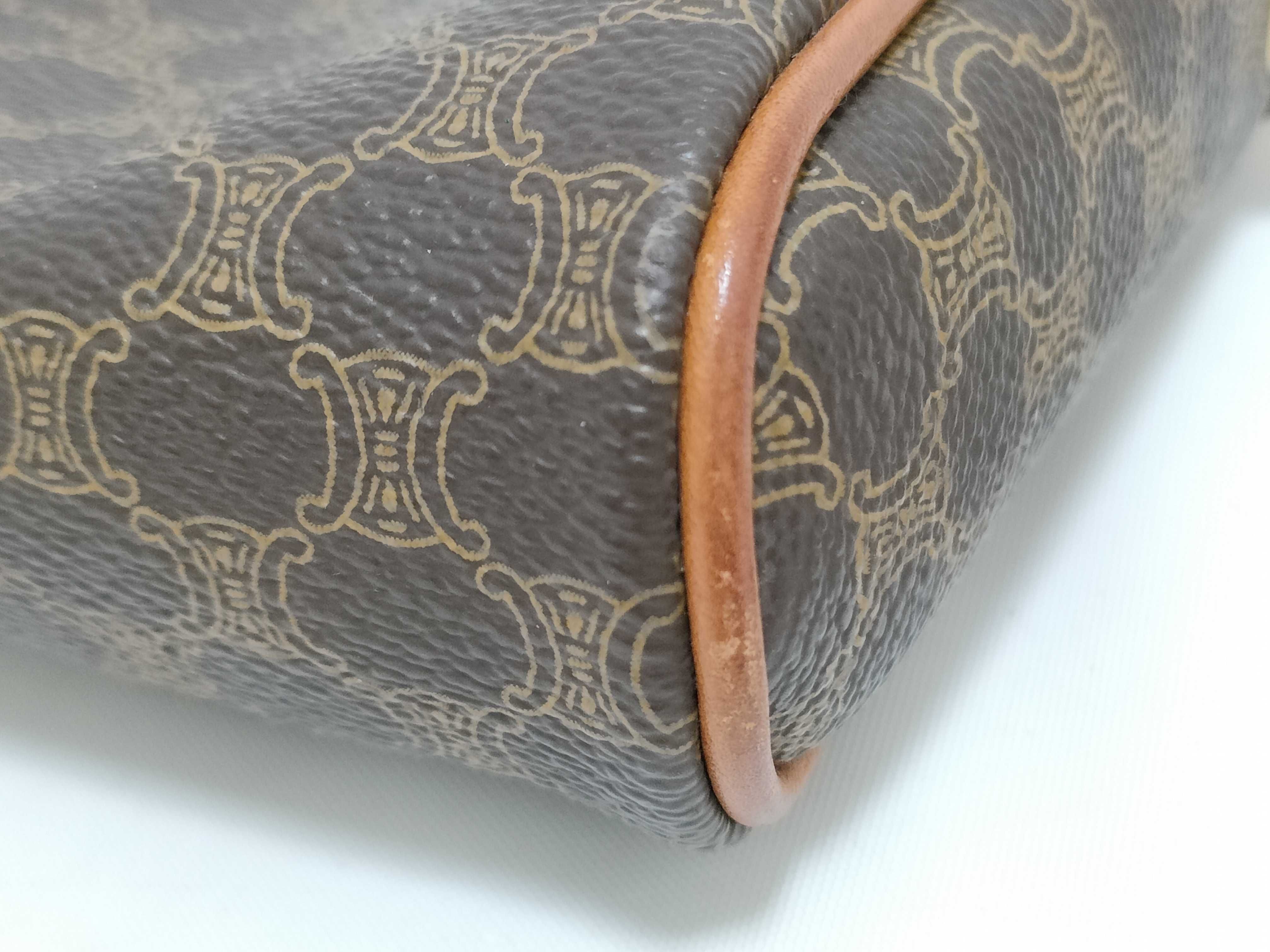 shoulder bag, mini shoulder bag, pochette, Macadam style, PVC leather, brown shoulder bag. — view 7