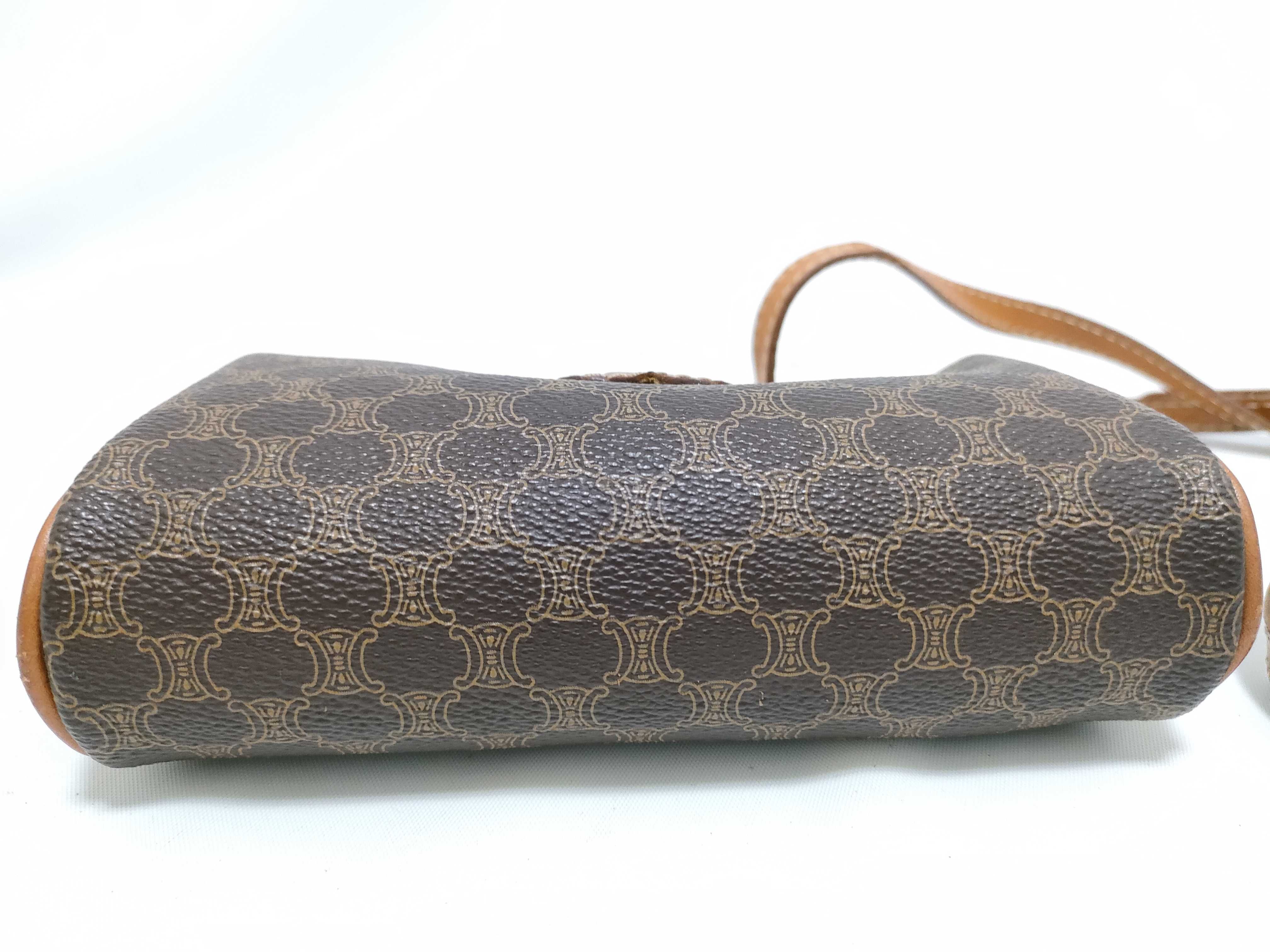 shoulder bag, mini shoulder bag, pochette, Macadam style, PVC leather, brown shoulder bag. — view 8