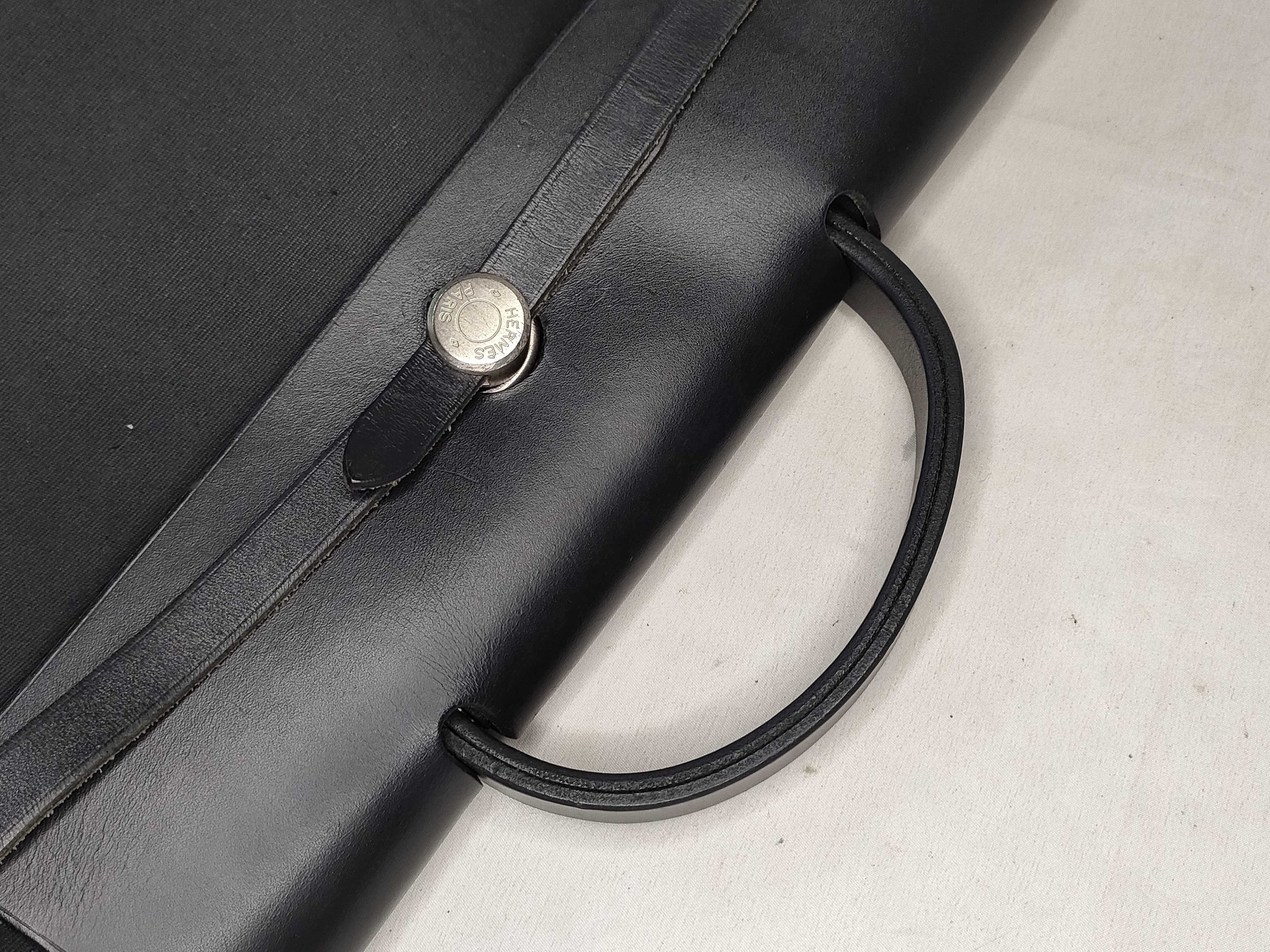 Herbag MM Toile Officier x Vache Hunter Black Silver Hardware C: 1999 Handbag — view 3