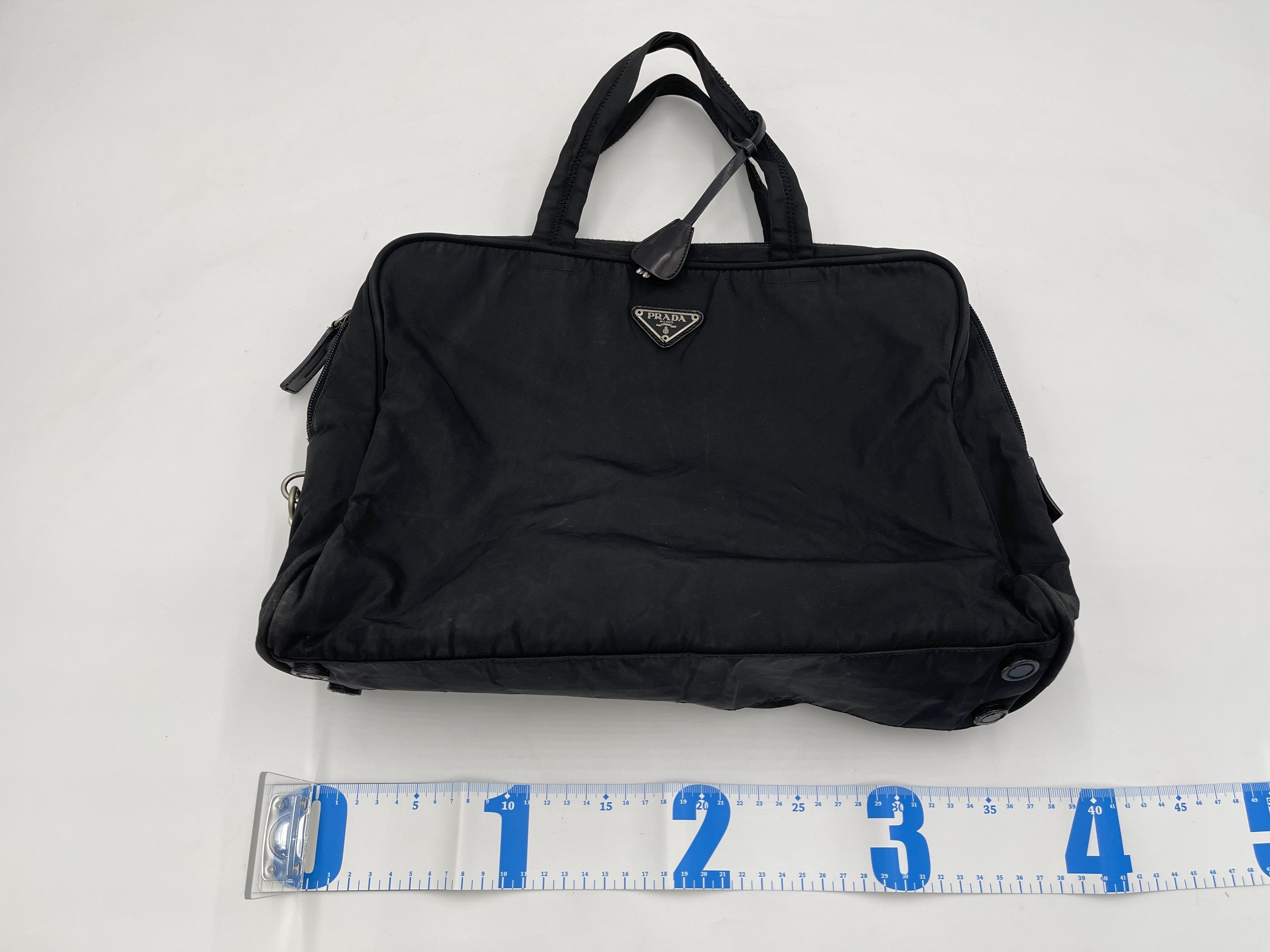 Nylon Black Triangle Logo Tote Bag — view 2