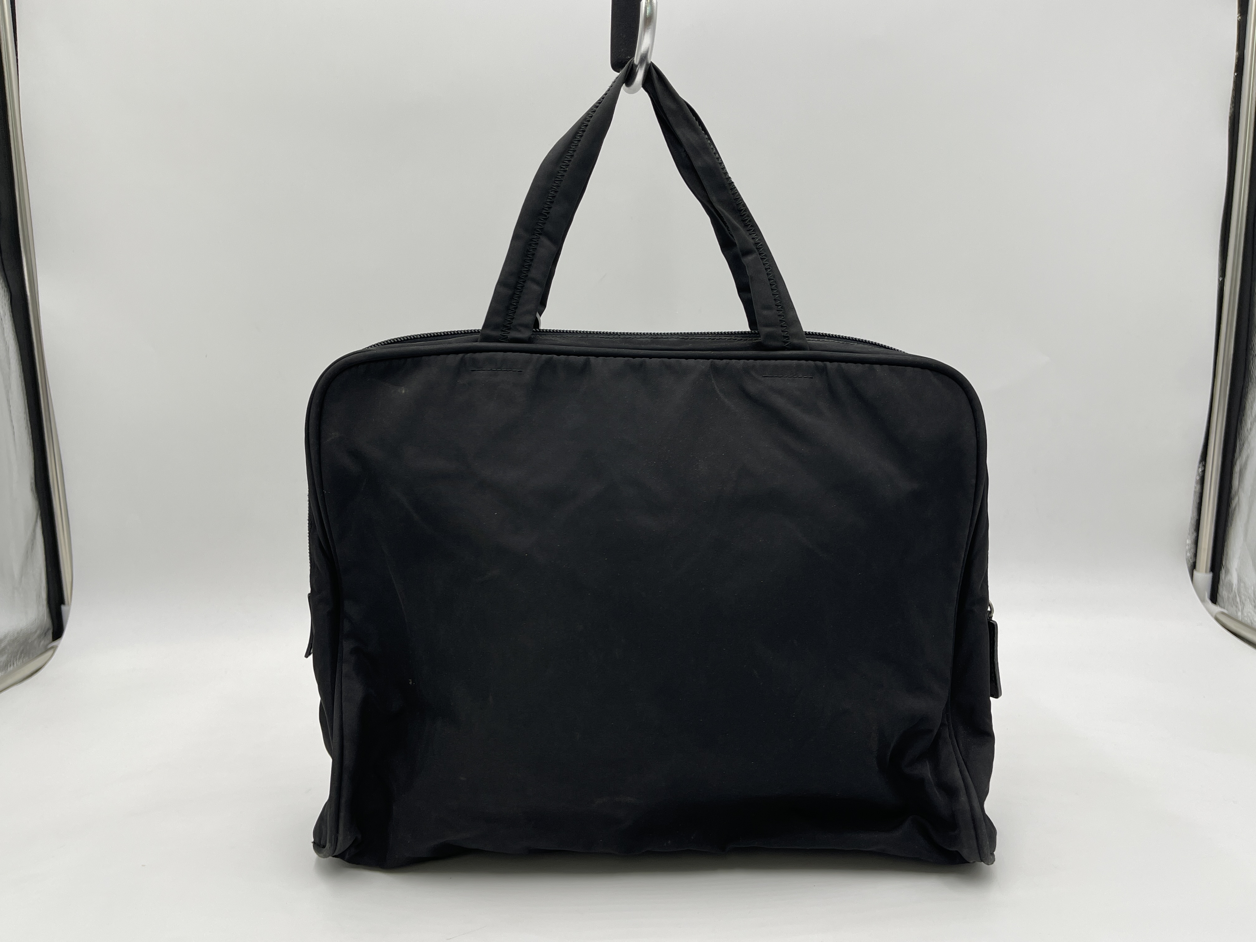 Nylon Black Triangle Logo Tote Bag — view 3