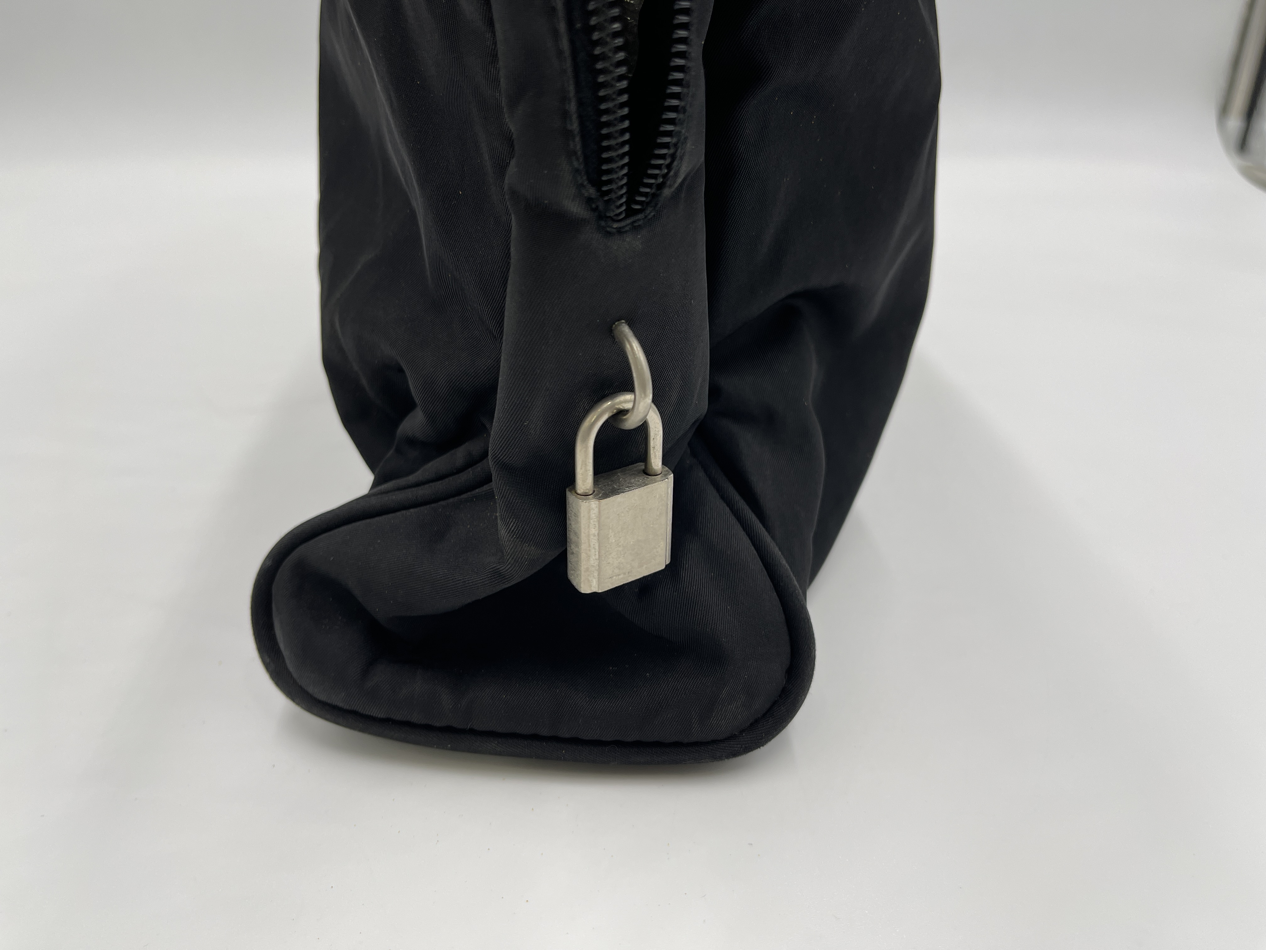 Nylon Black Triangle Logo Tote Bag — view 7