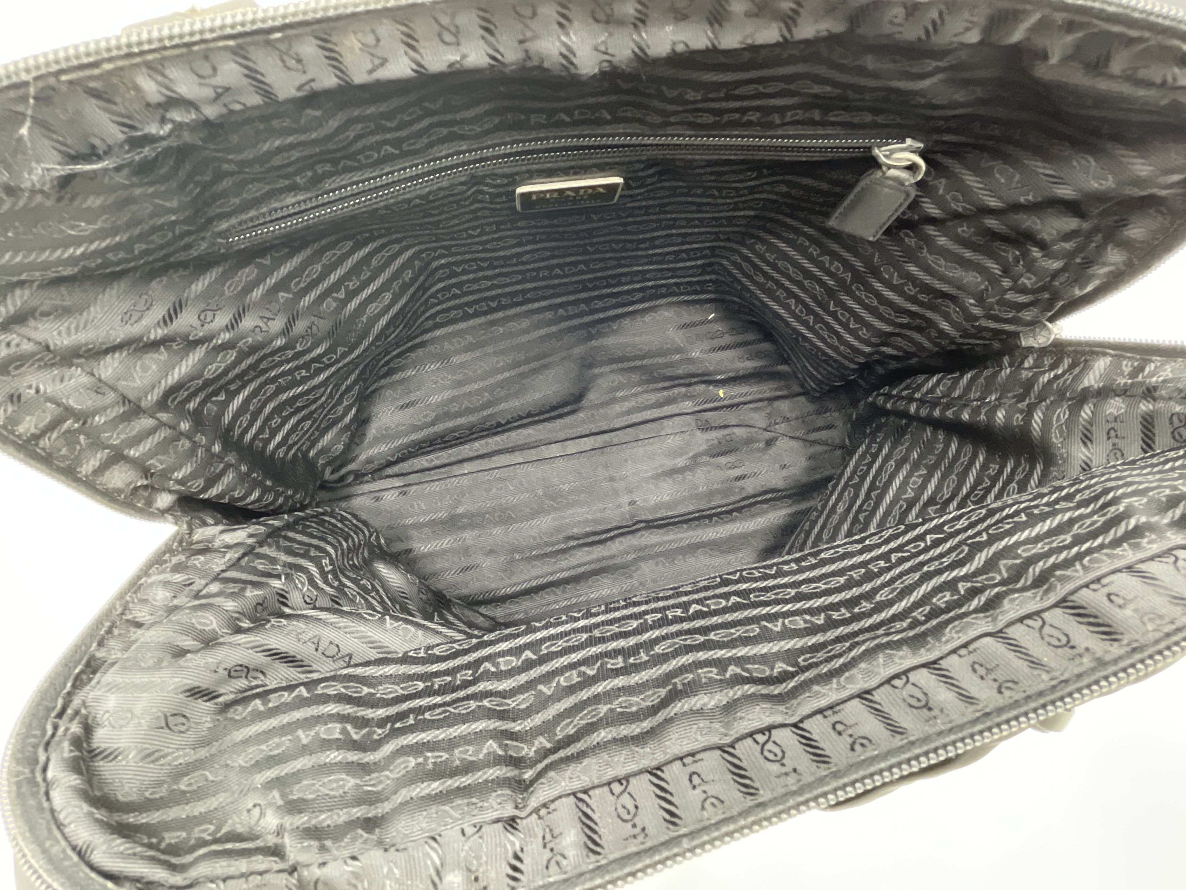 Nylon Black Triangle Logo Tote Bag — view 9
