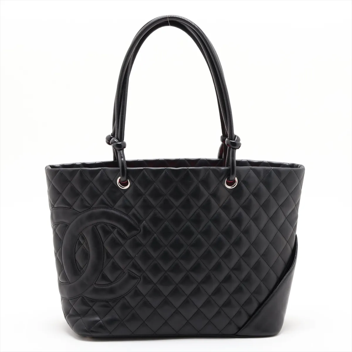 Cambon Line Lambskin Tote Bag, Black with Silver Hardware