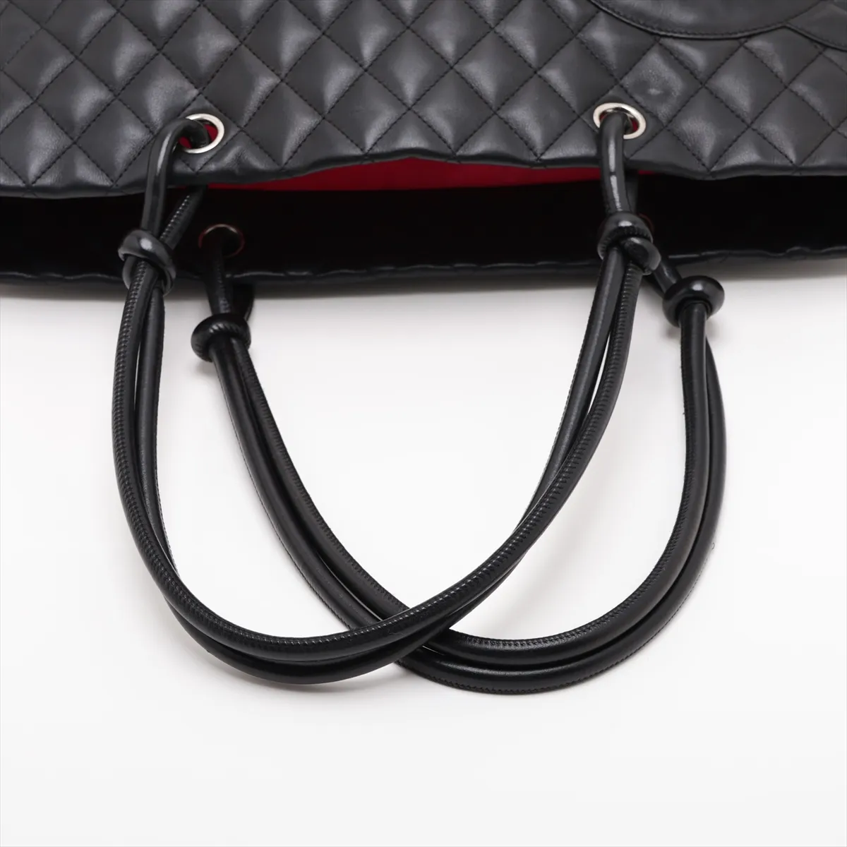 Cambon Line Lambskin Tote Bag, Black with Silver Hardware — view 5