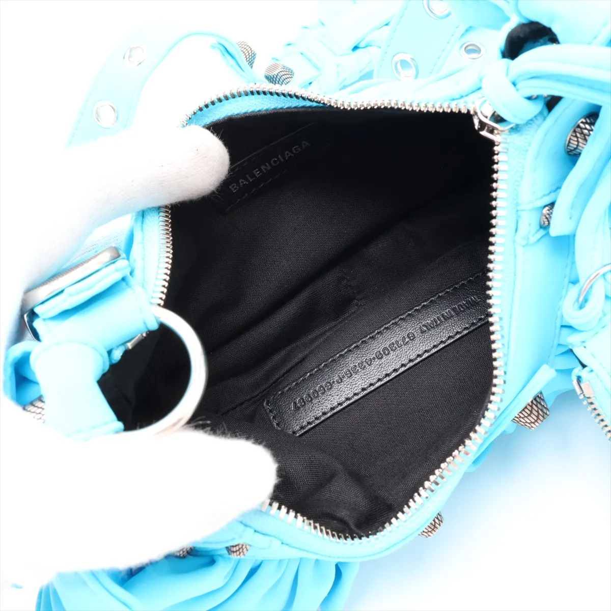 Lucagol XS 671309 Cotton Jersey Shoulder Bag, Blue, with Mirror — view 6