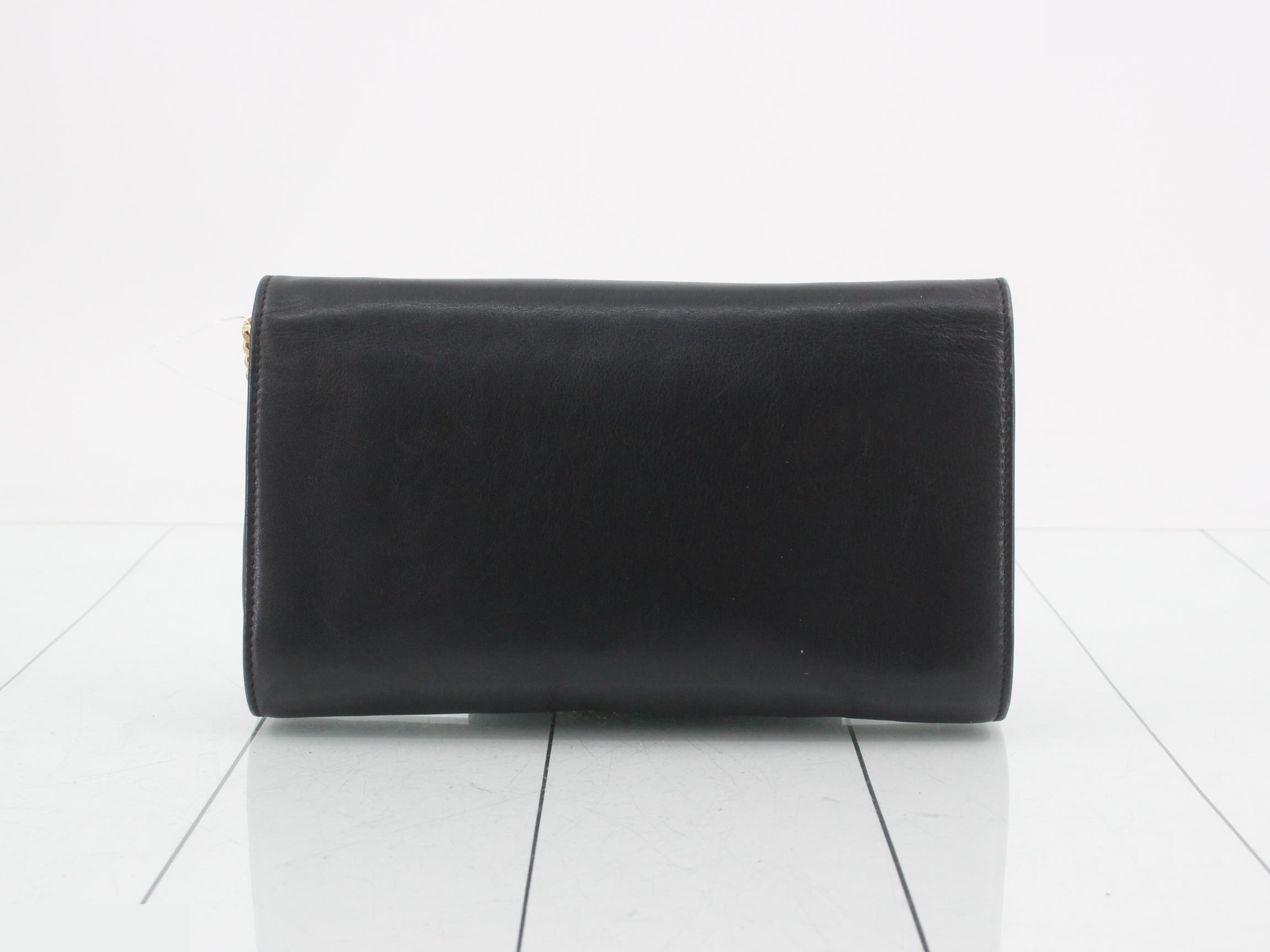 Leather chain shoulder bag, black — view 2