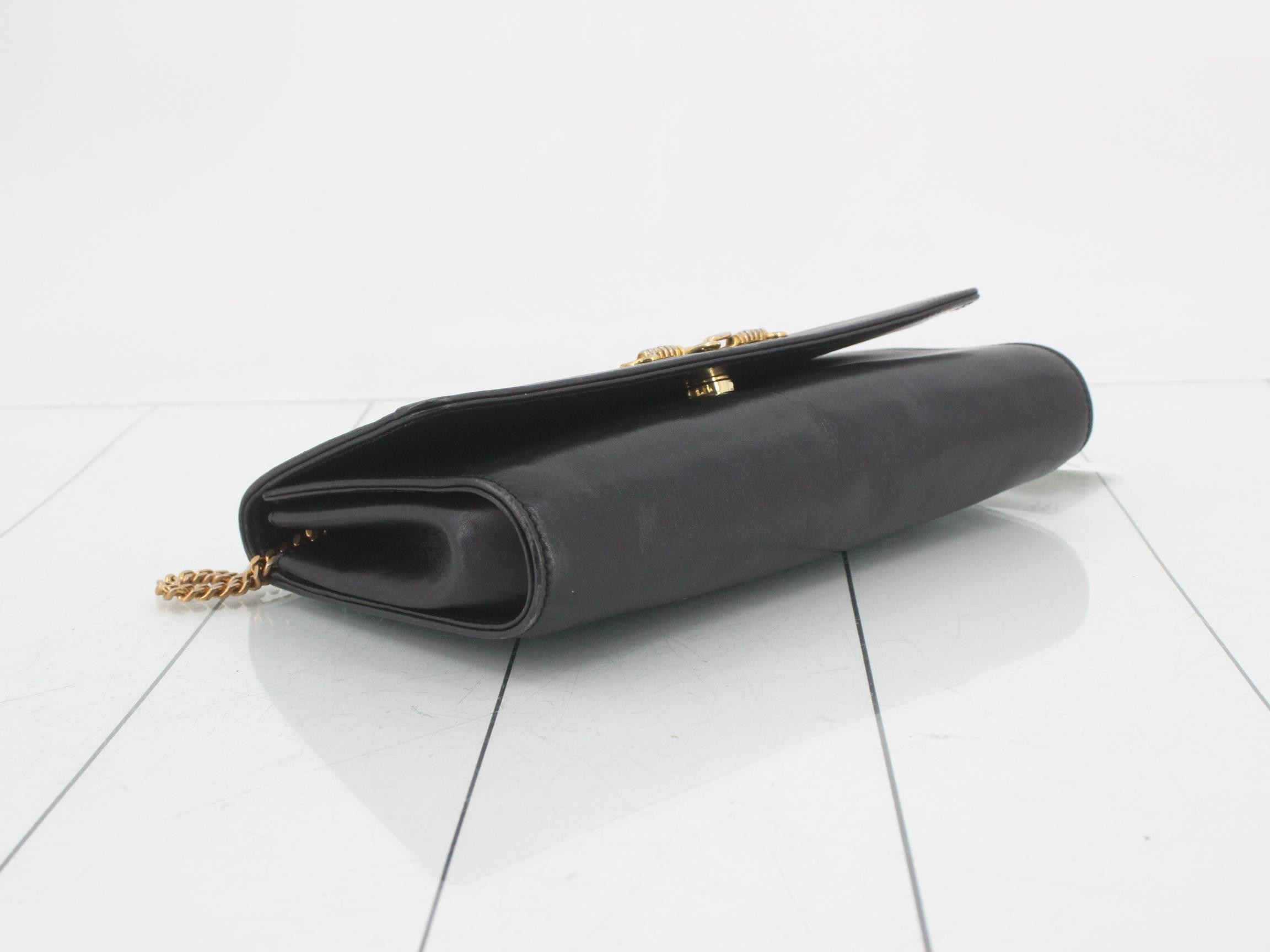 Leather chain shoulder bag, black — view 5