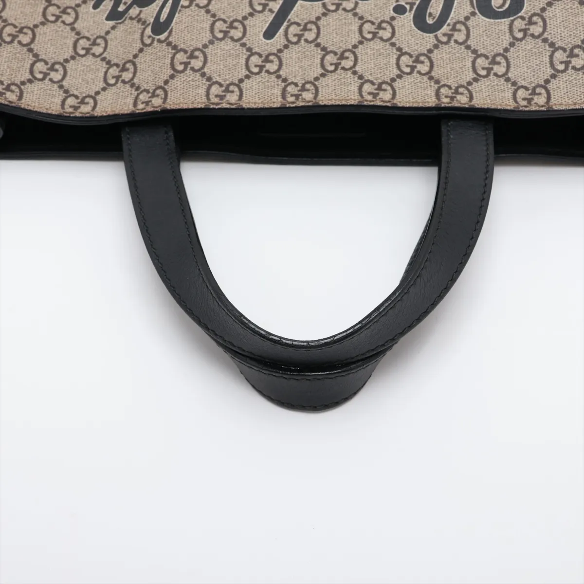 GG Supreme Bee PVC x Leather 2-Way Tote Bag, Beige x Black, 450950 — view 5