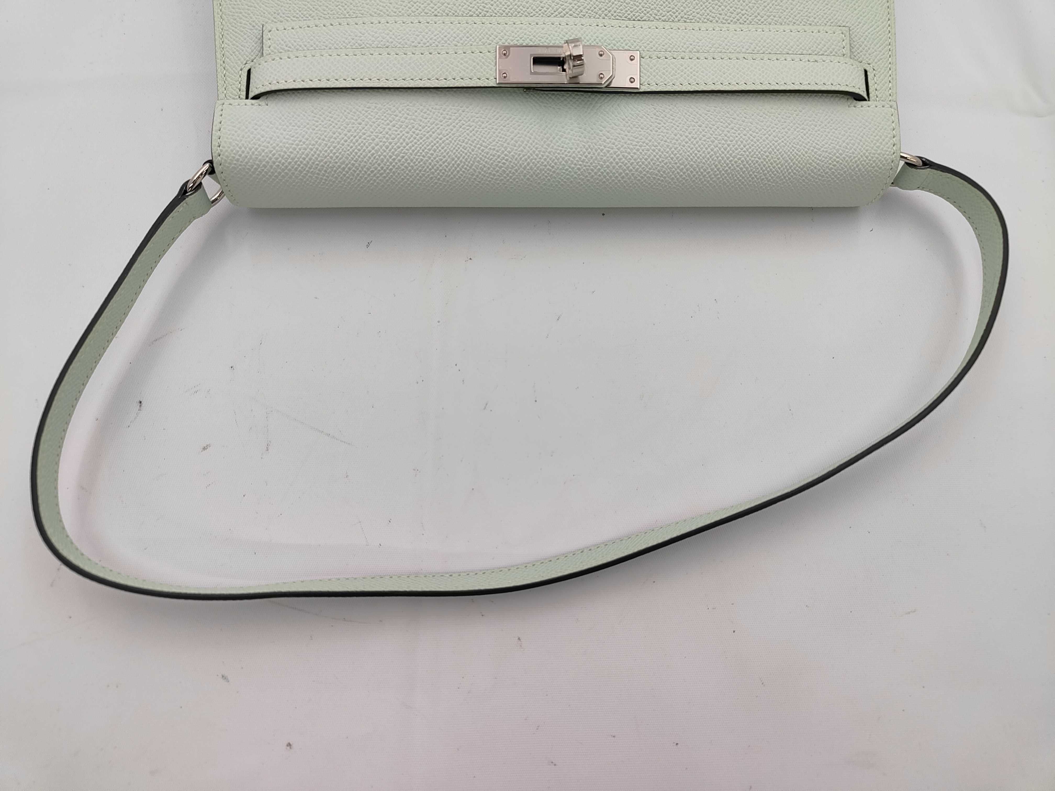 Kelly Elan Epsom Leather Bag in Vert Peppermint with Silver Hardware (W Stamp) — view 3
