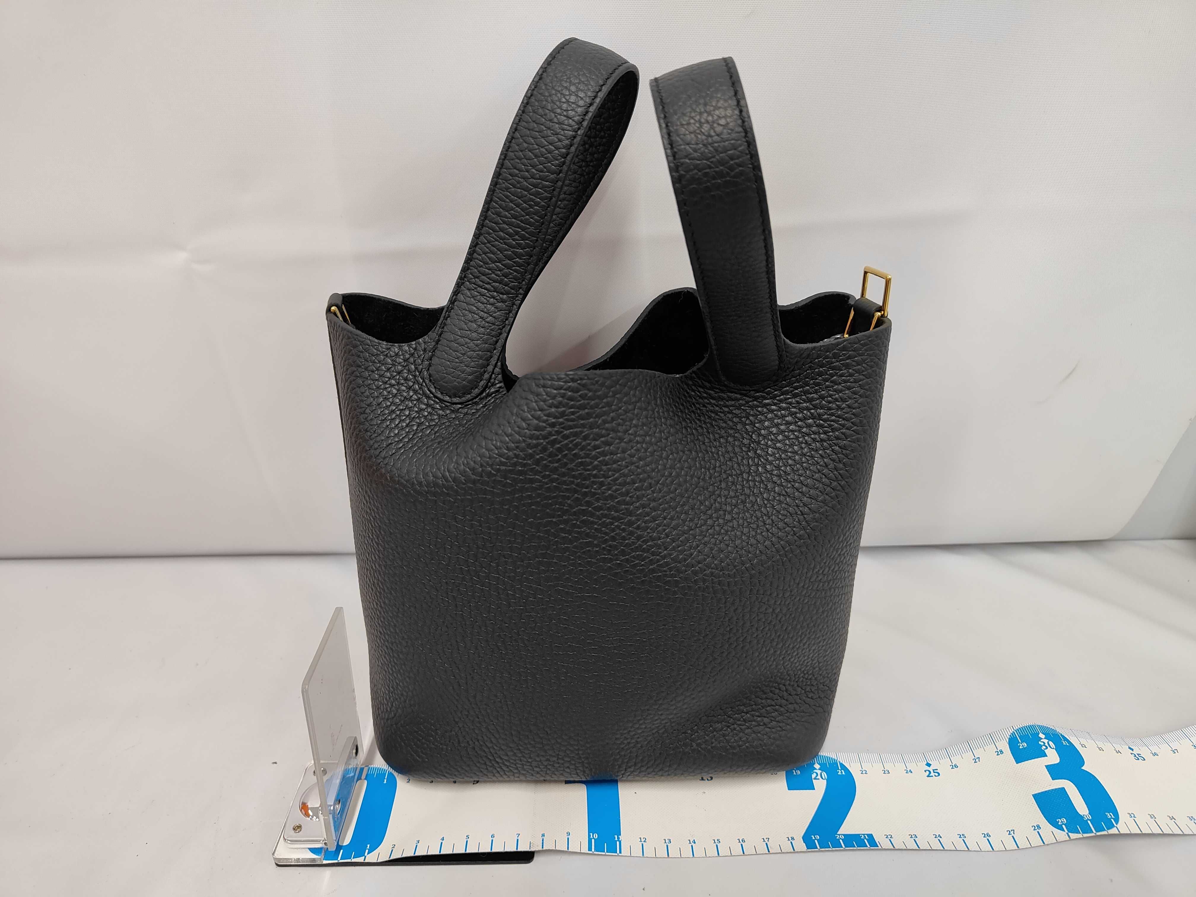 Picotin Lock 18PM Black Handbag with Gold Hardware (G Stamp) — view 2