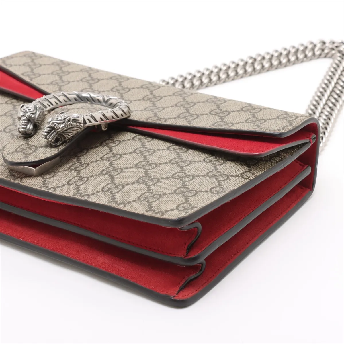 GG Supreme Dionysus PVC x Suede Chain Shoulder Bag Beige x Red 400249 — view 3