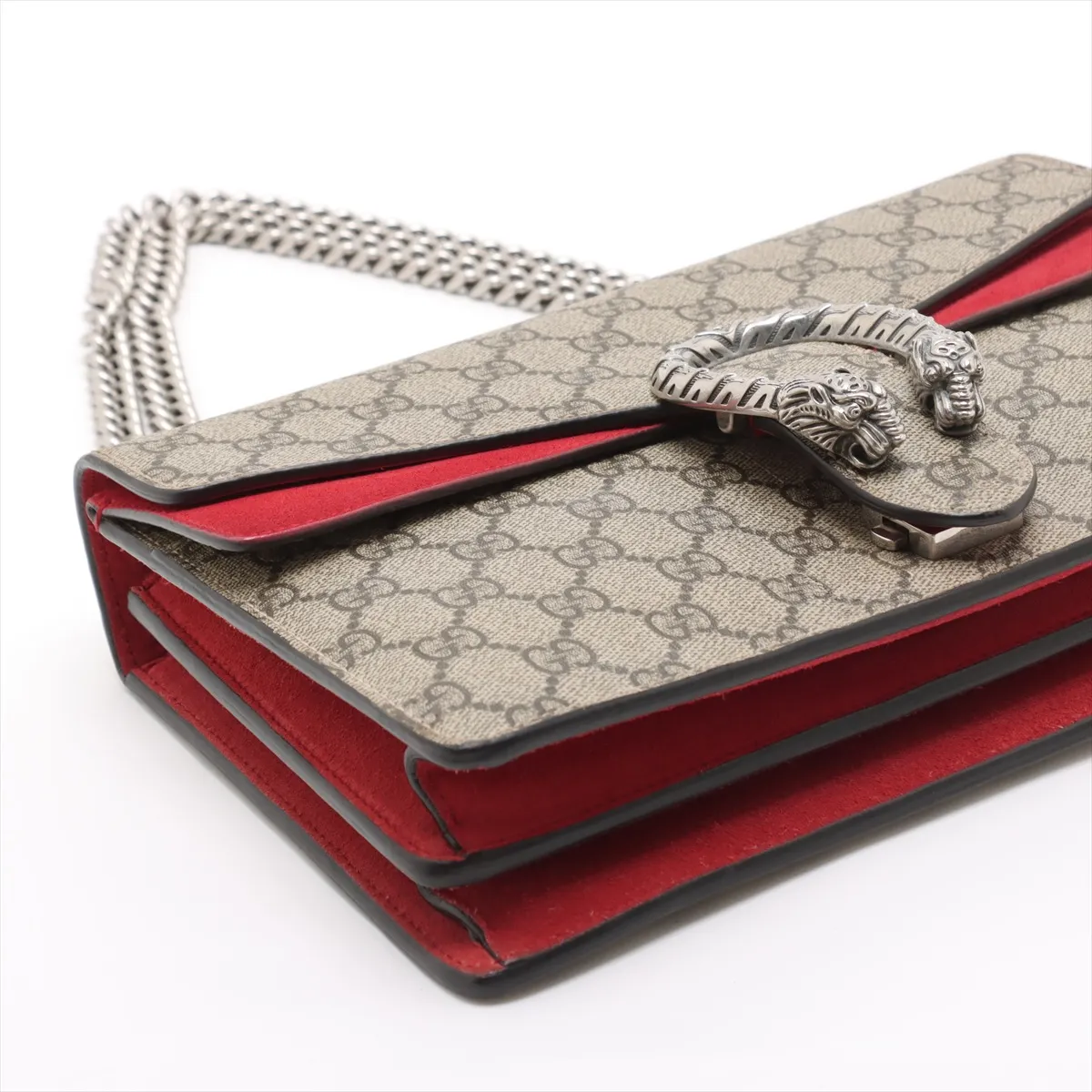 GG Supreme Dionysus PVC x Suede Chain Shoulder Bag Beige x Red 400249 — view 4