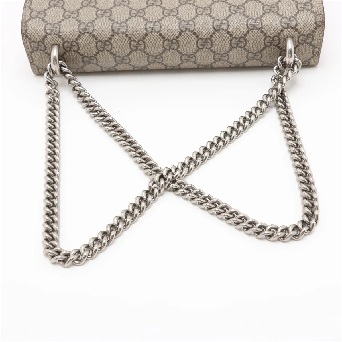 GG Supreme Dionysus PVC x Suede Chain Shoulder Bag Beige x Red 400249 — view 5