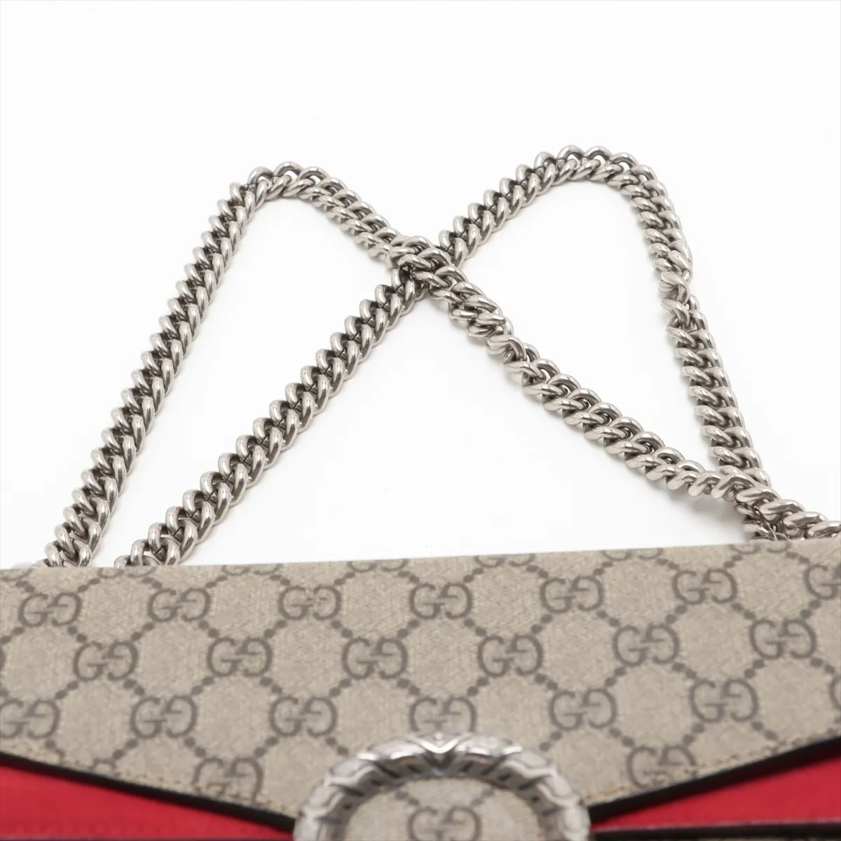 GG Supreme Dionysus PVC x Suede Chain Shoulder Bag Beige x Red 400249 — view 6