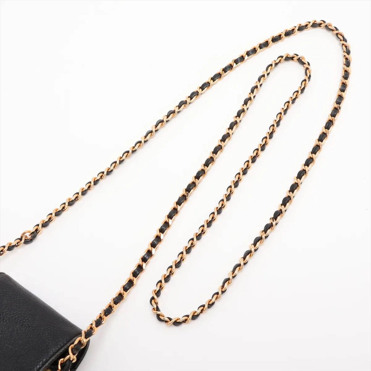 Coco Mark Caviar Skin Chain Shoulder Bag Phone Case Black Gold Hardware — view 5