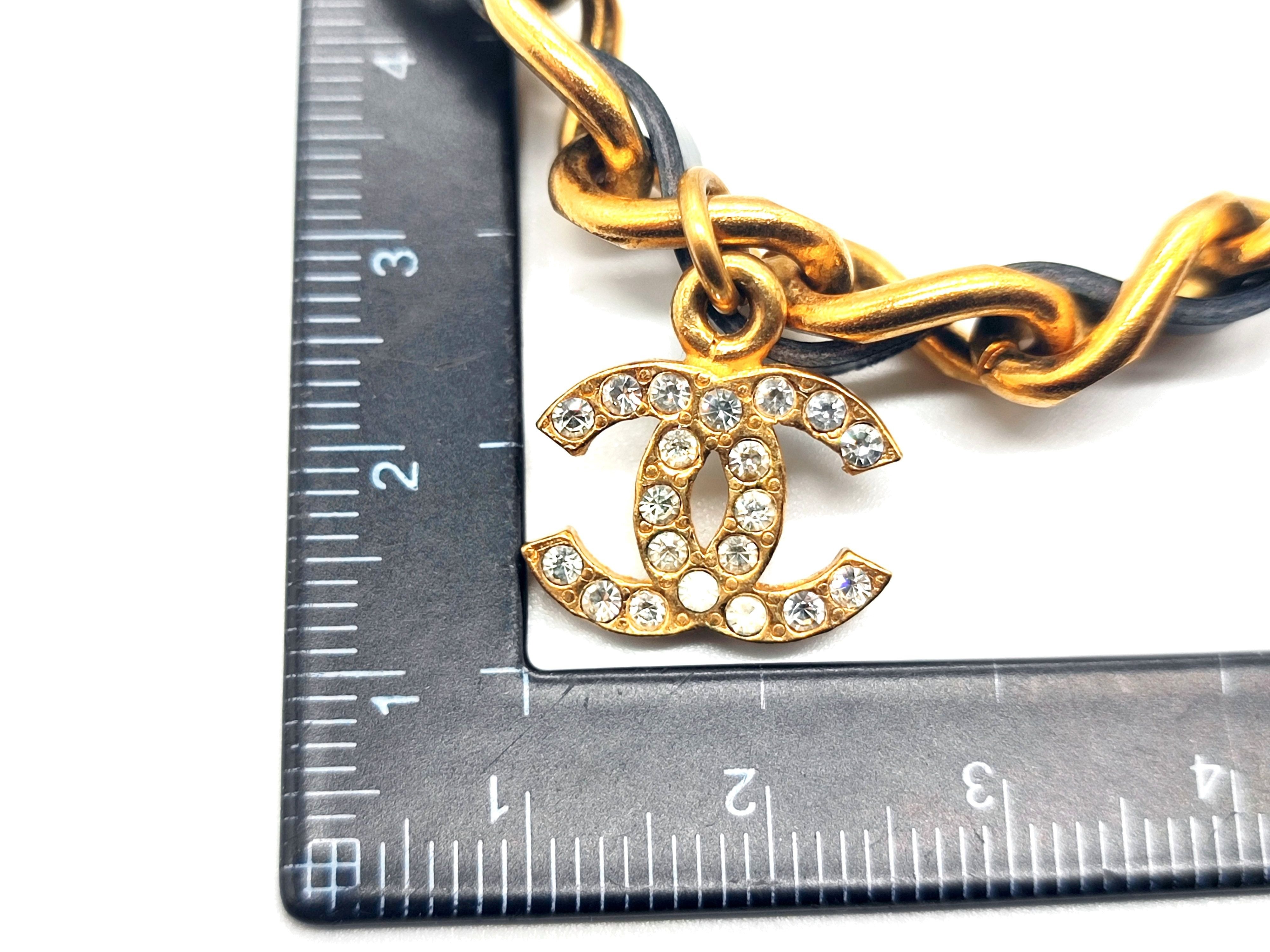 Coco Mark Rhinestone Leather Choker Necklace 96P — view 3