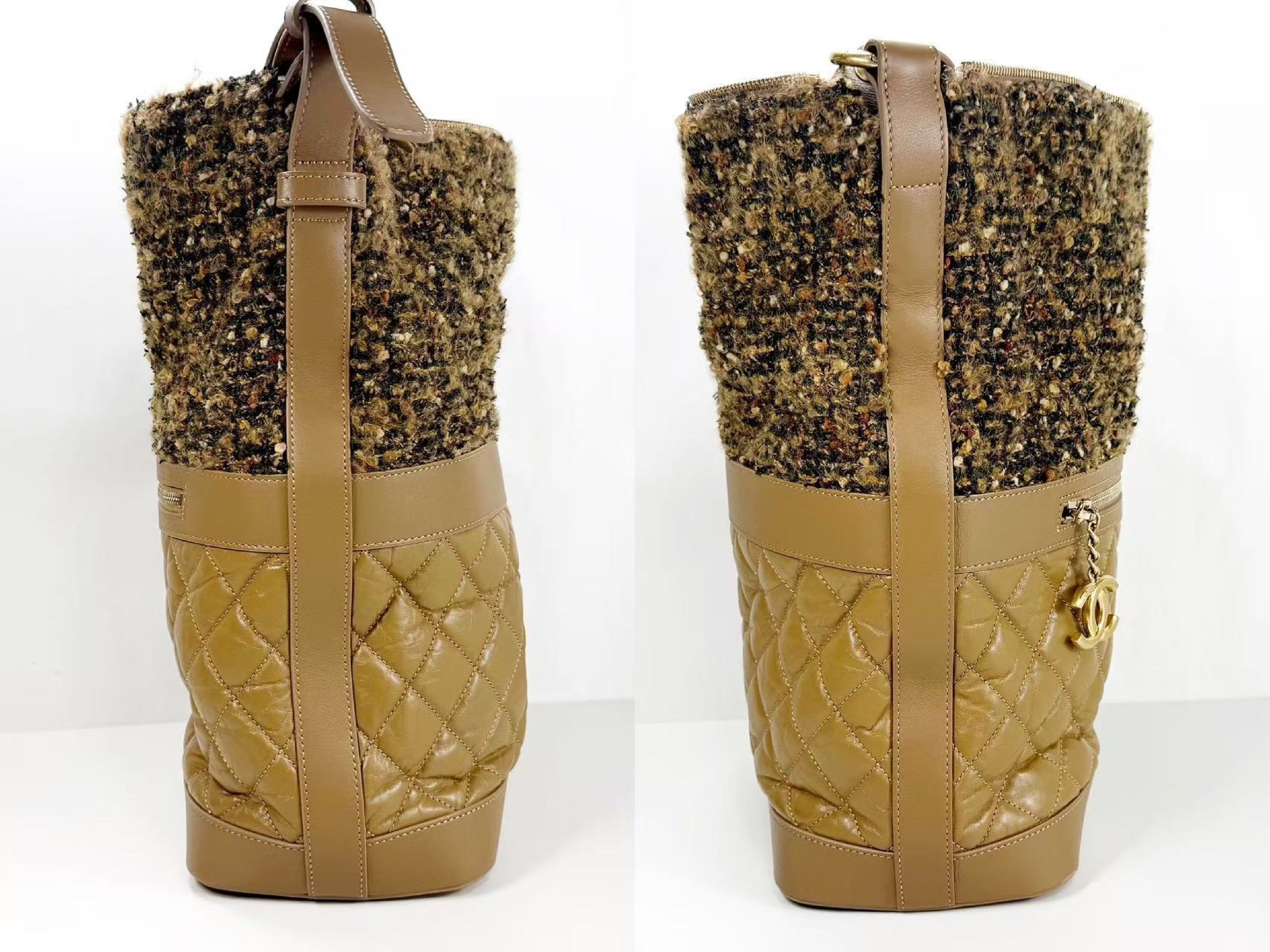Matelassé Hobo Tweed x Leather Wrinkled Finish W24/H34/D13cm Approx. 26th Series [Stamp Included] Vintage Gold Hardware Shoulder Bag 26735629 — view 12