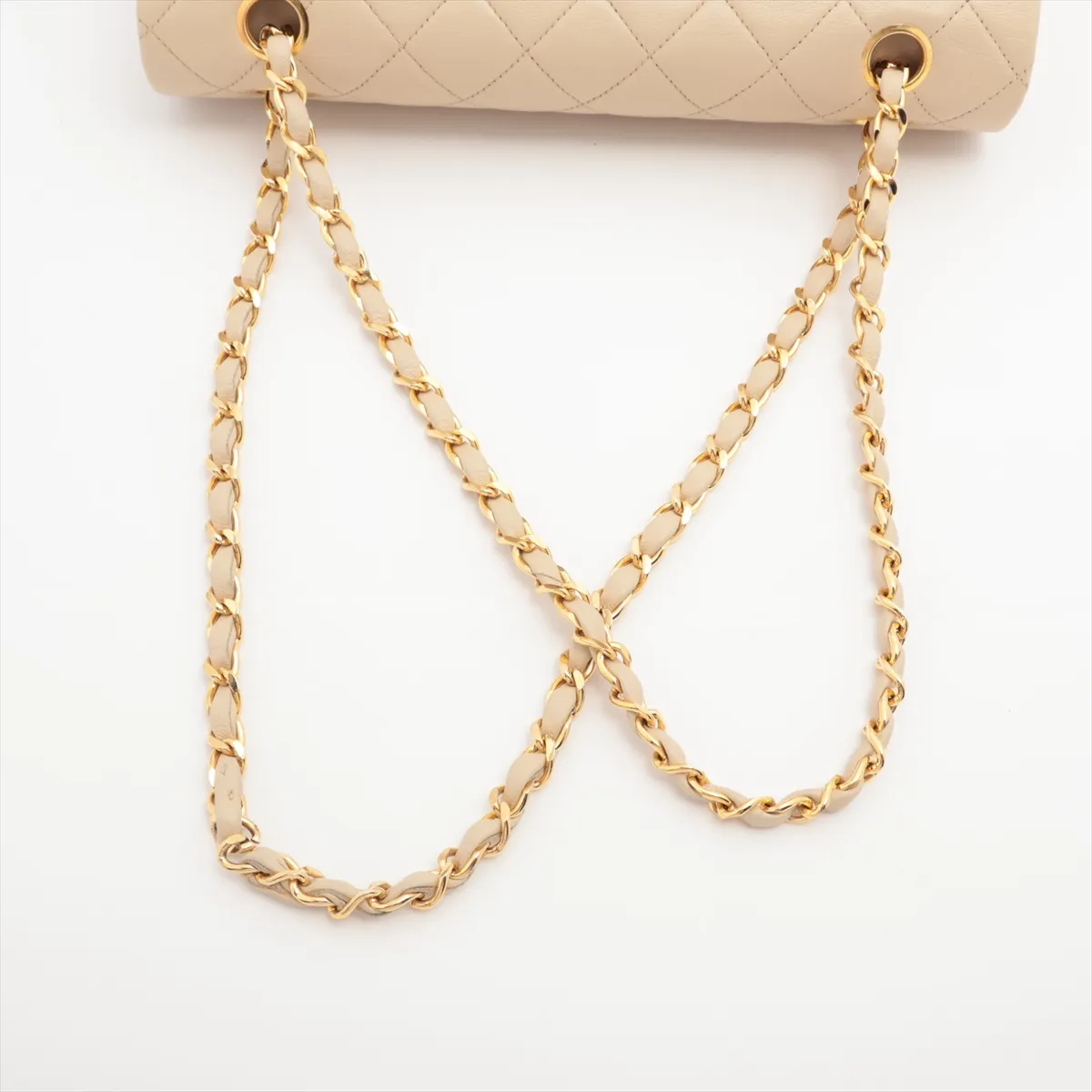 Matelasse 25 Lambskin Double Flap Double Chain Bag Beige Gold Hardware 058270 Series 0 A01112 — view 5