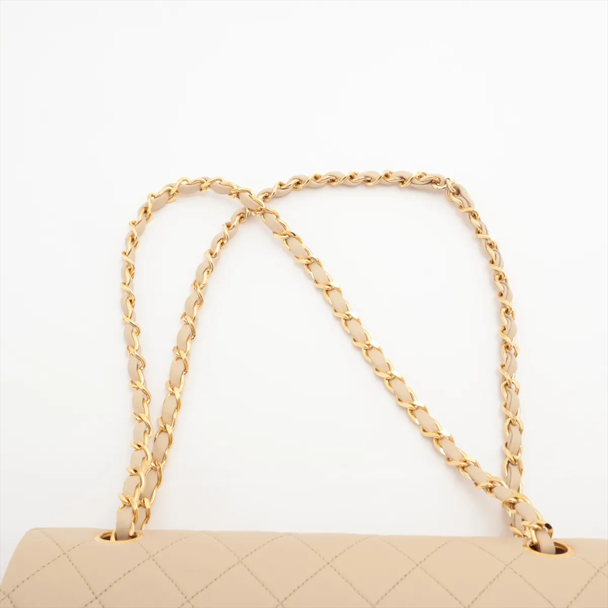 Matelasse 25 Lambskin Double Flap Double Chain Bag Beige Gold Hardware 058270 Series 0 A01112 — view 6