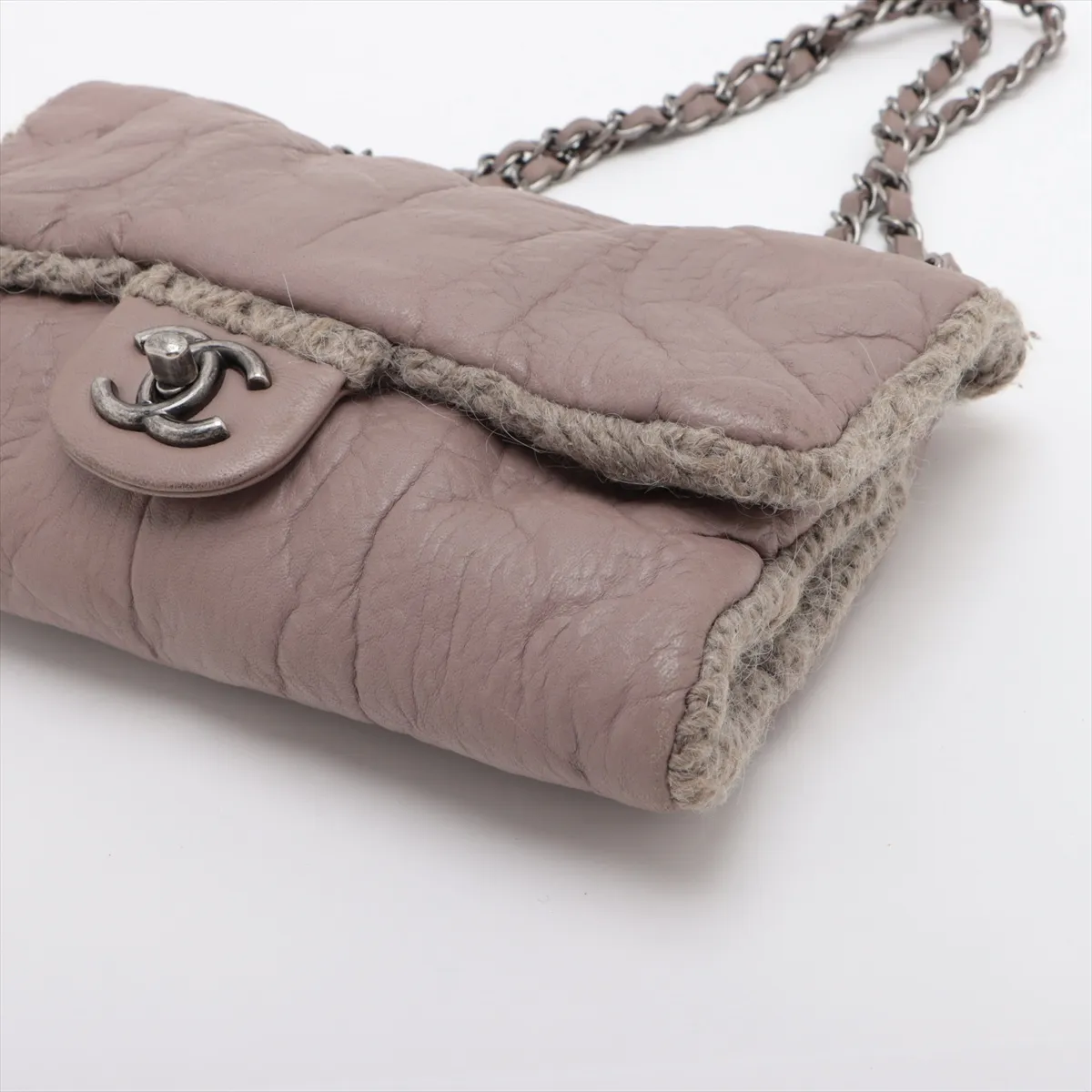 Cocomark Vintage Calf x Wool Single Flap Double Chain Bag Brown Gunmetal Hardware 18534804 18th Ventes privees2017 — view 3