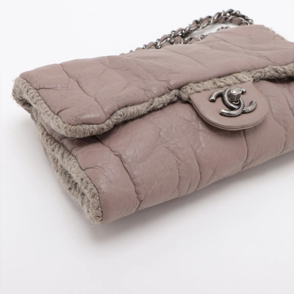Cocomark Vintage Calf x Wool Single Flap Double Chain Bag Brown Gunmetal Hardware 18534804 18th Ventes privees2017 — view 4