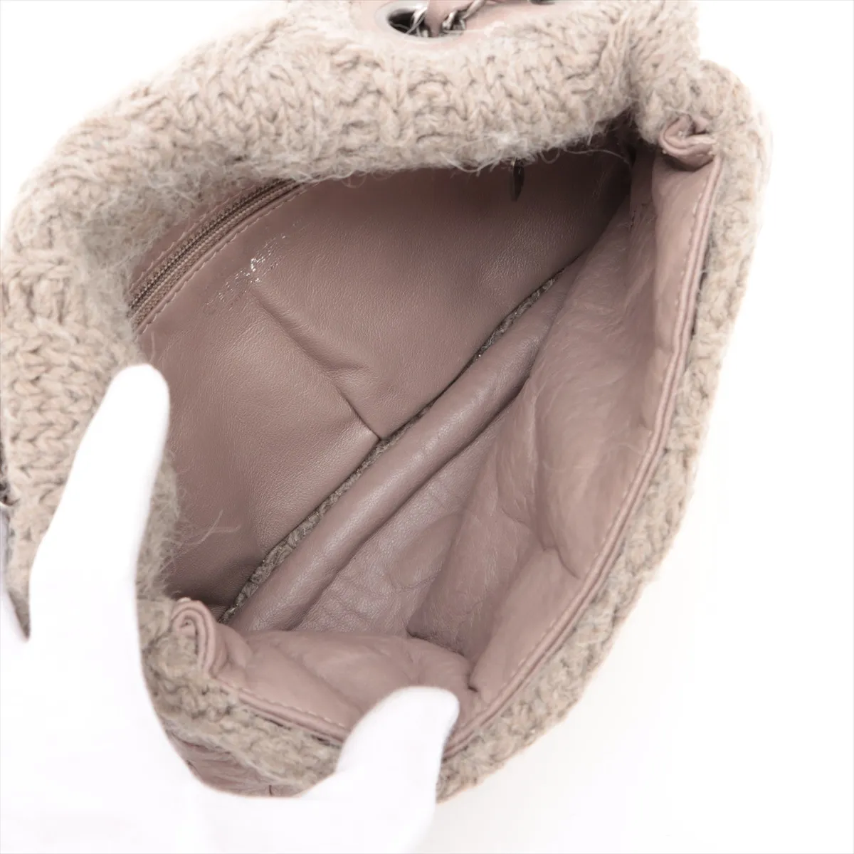 Cocomark Vintage Calf x Wool Single Flap Double Chain Bag Brown Gunmetal Hardware 18534804 18th Ventes privees2017 — view 7