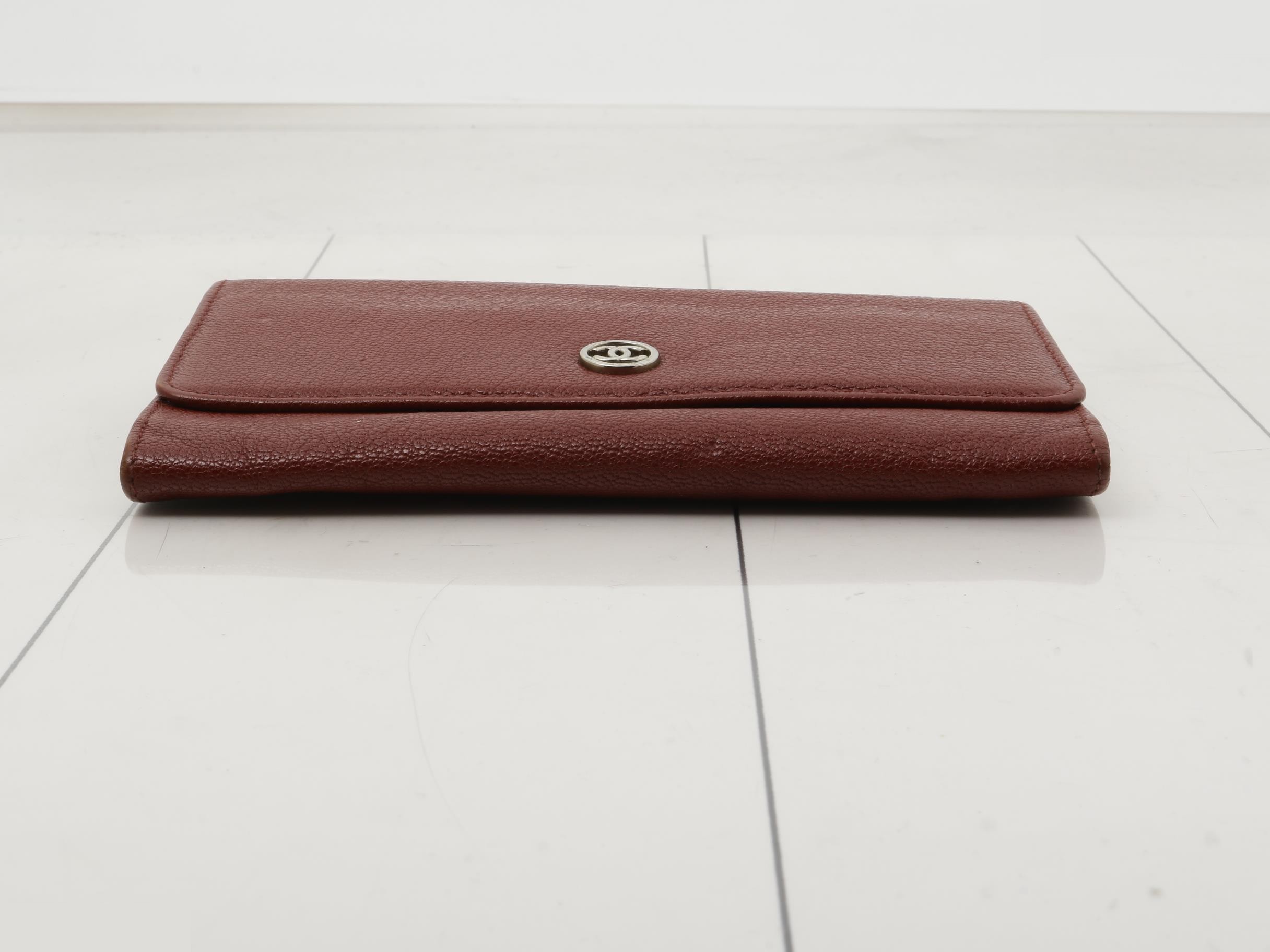 Coco Button Bordeaux Leather Wallet, Item No. 11 — view 3