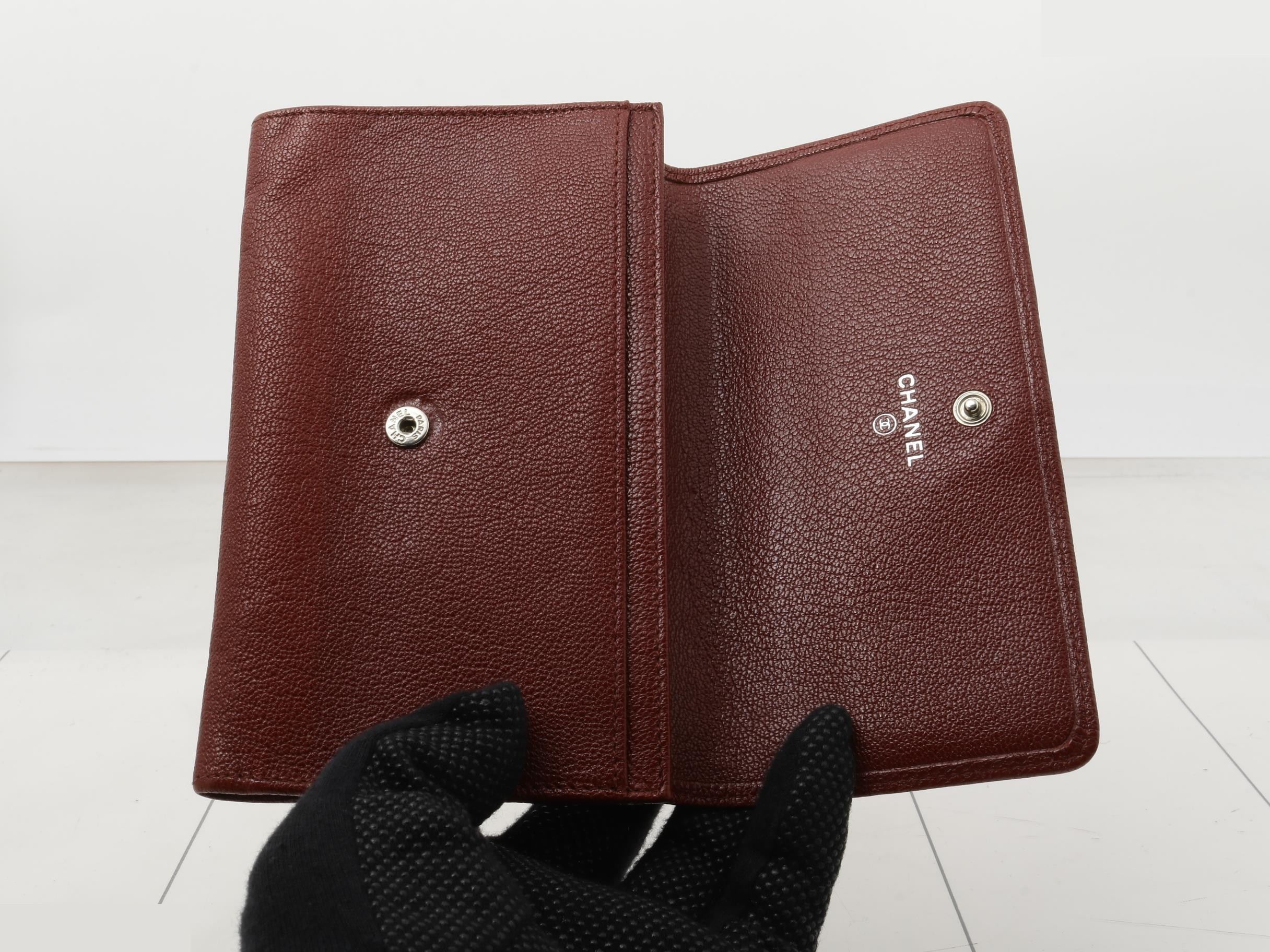 Coco Button Bordeaux Leather Wallet, Item No. 11 — view 4