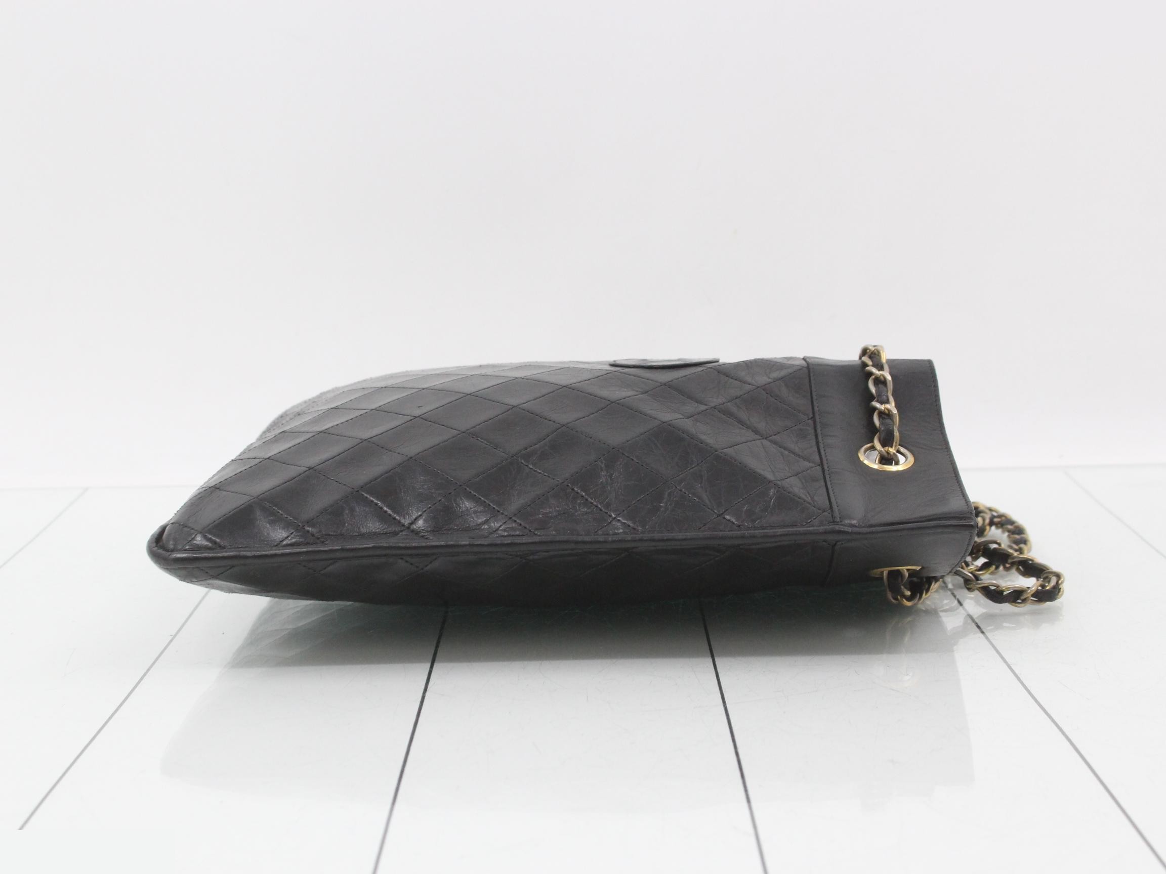 Chain shoulder tote bag, vintage, black — view 3