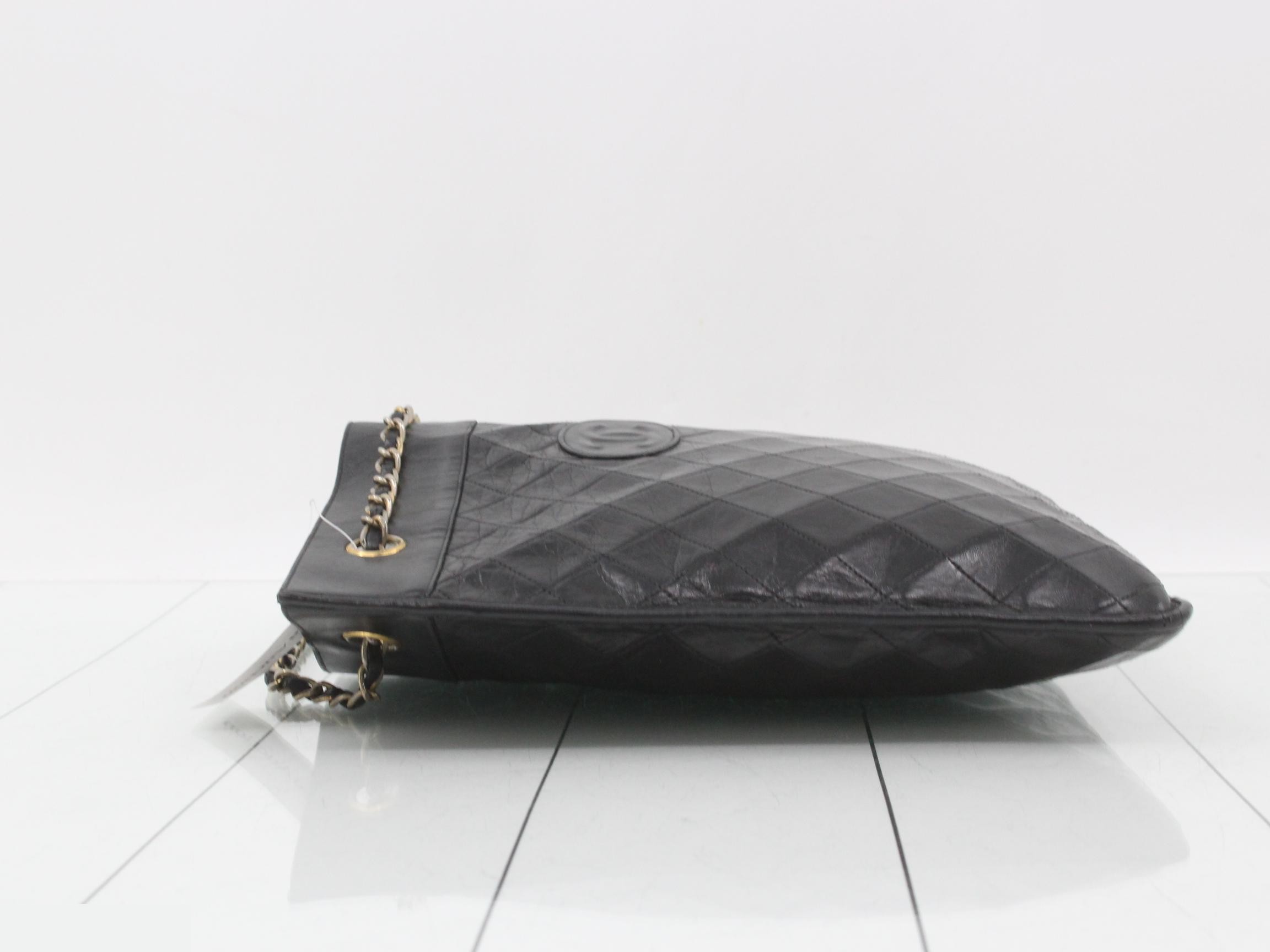 Chain shoulder tote bag, vintage, black — view 4