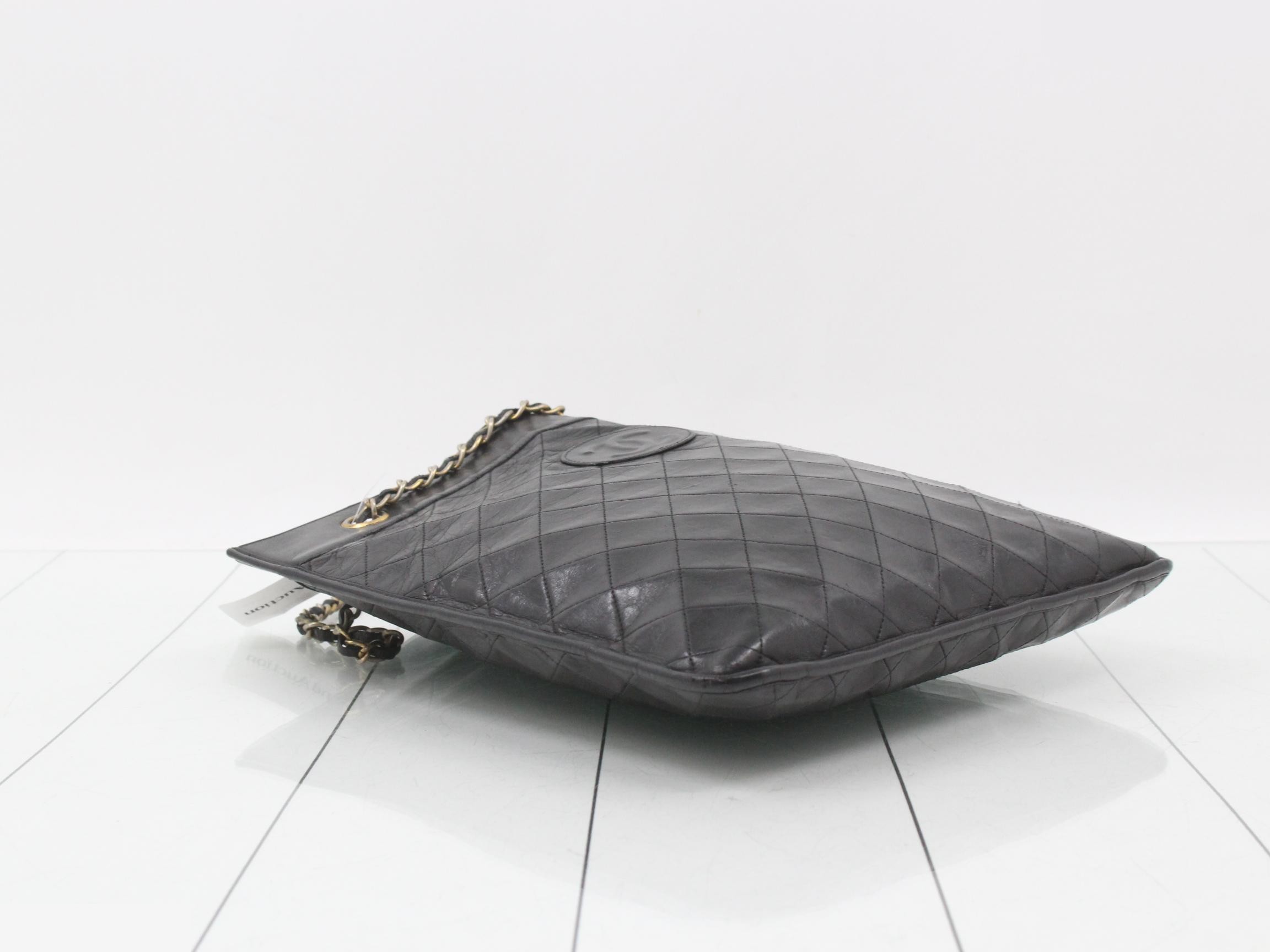 Chain shoulder tote bag, vintage, black — view 5