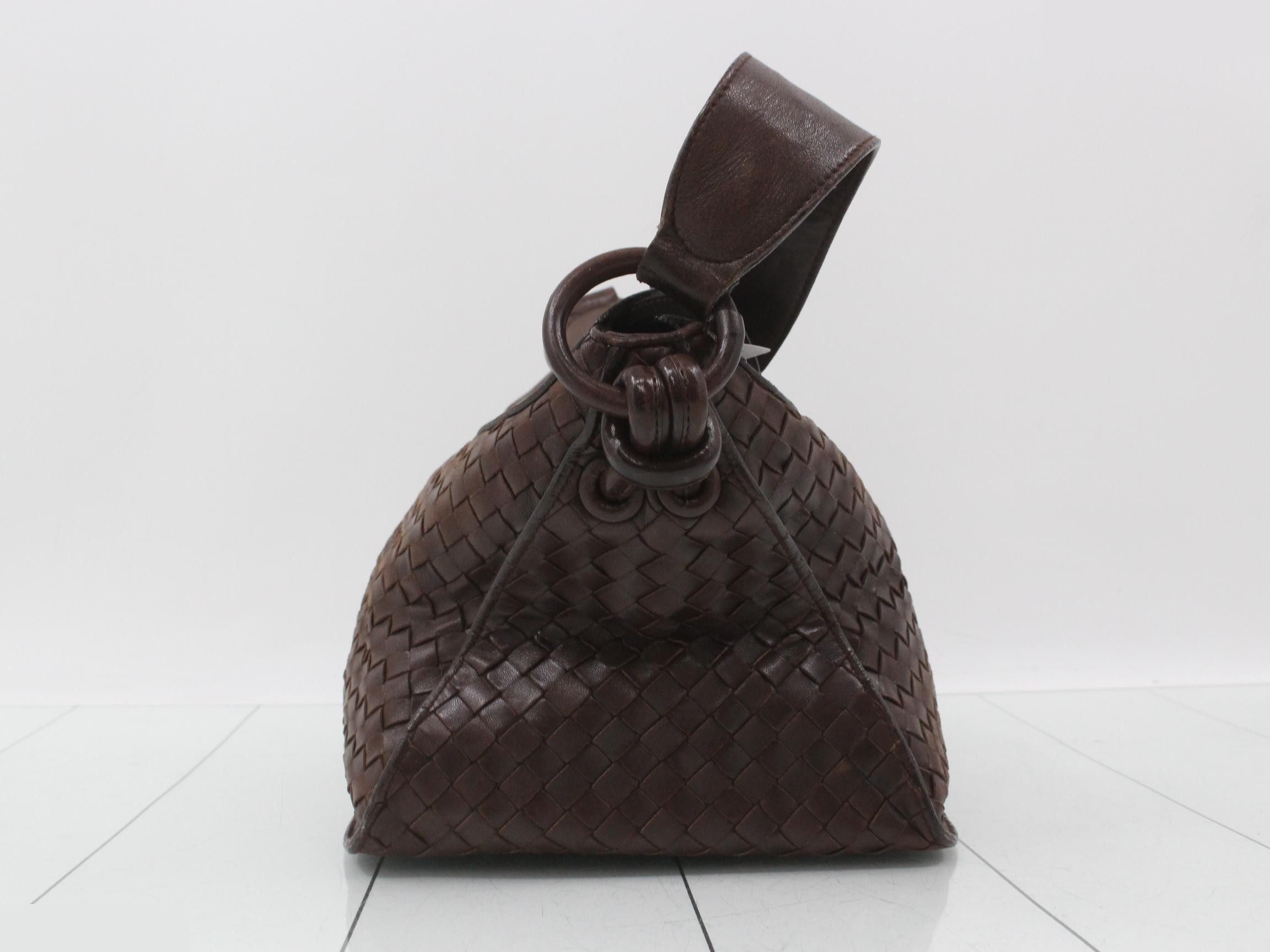 Intrecciato Shoulder Bag, Brown — view 4