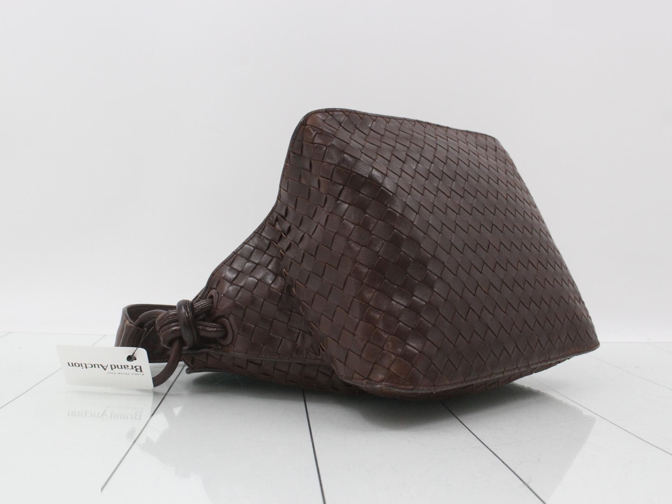 Intrecciato Shoulder Bag, Brown — view 5