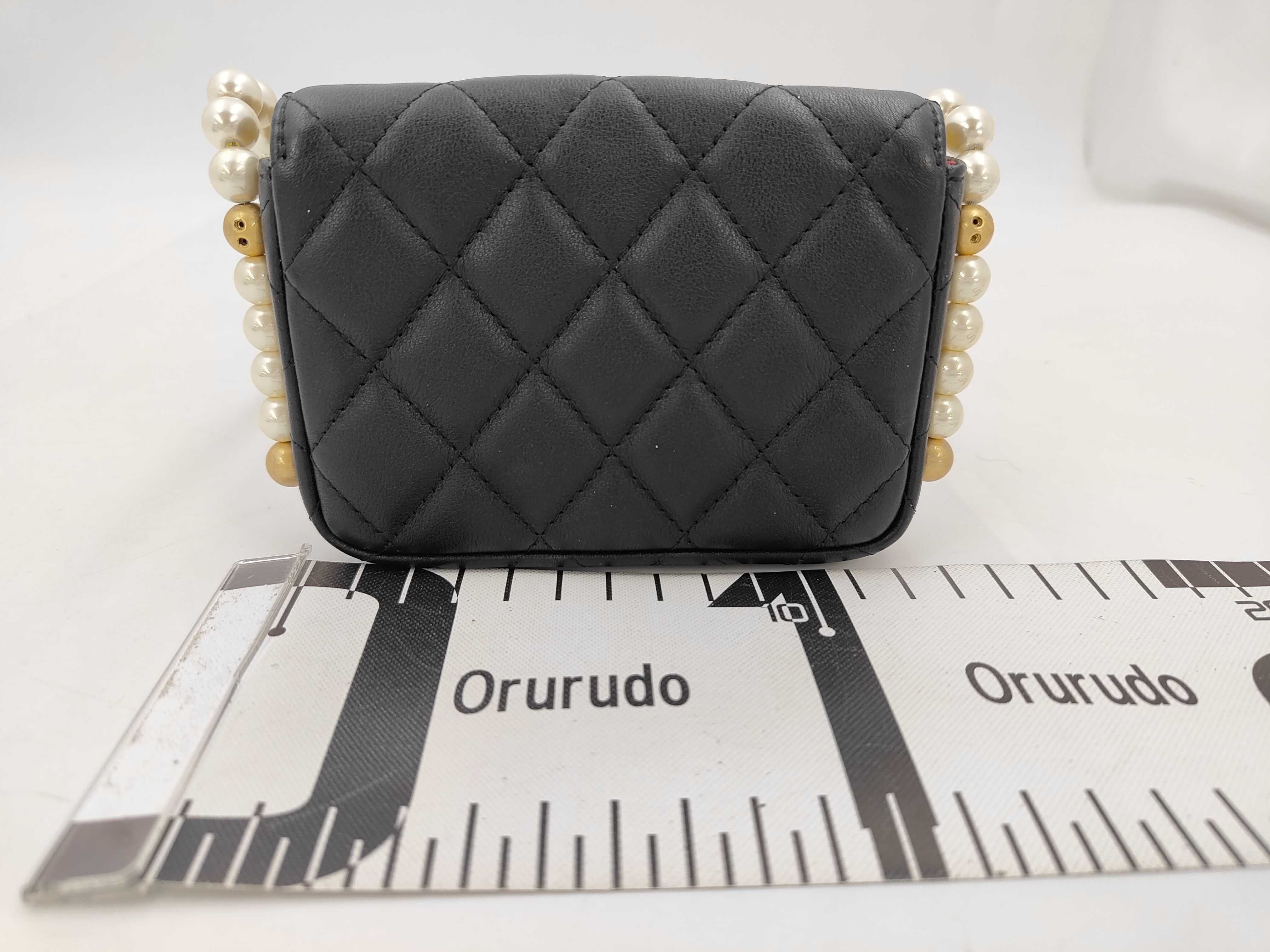 Matelassé Pearl Chain Shoulder Bag, Lambskin, Black Shoulder Bag — view 2