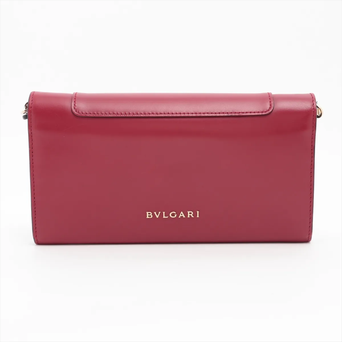 Serpenti Leather Chain Wallet Red — view 2