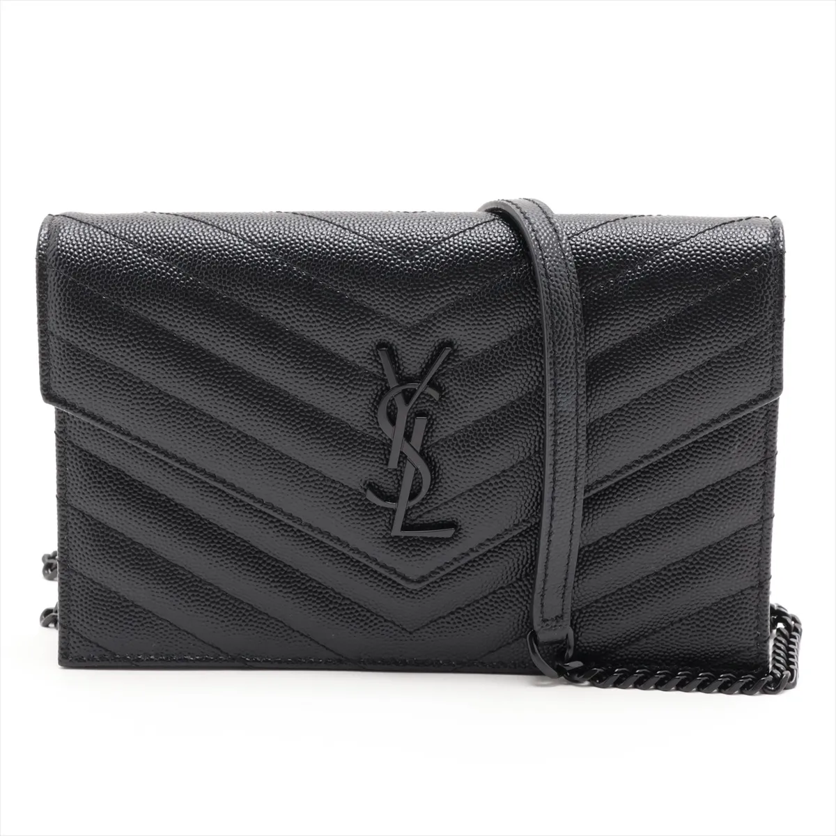 Envelope 695108 Leather Chain Wallet Black 695108