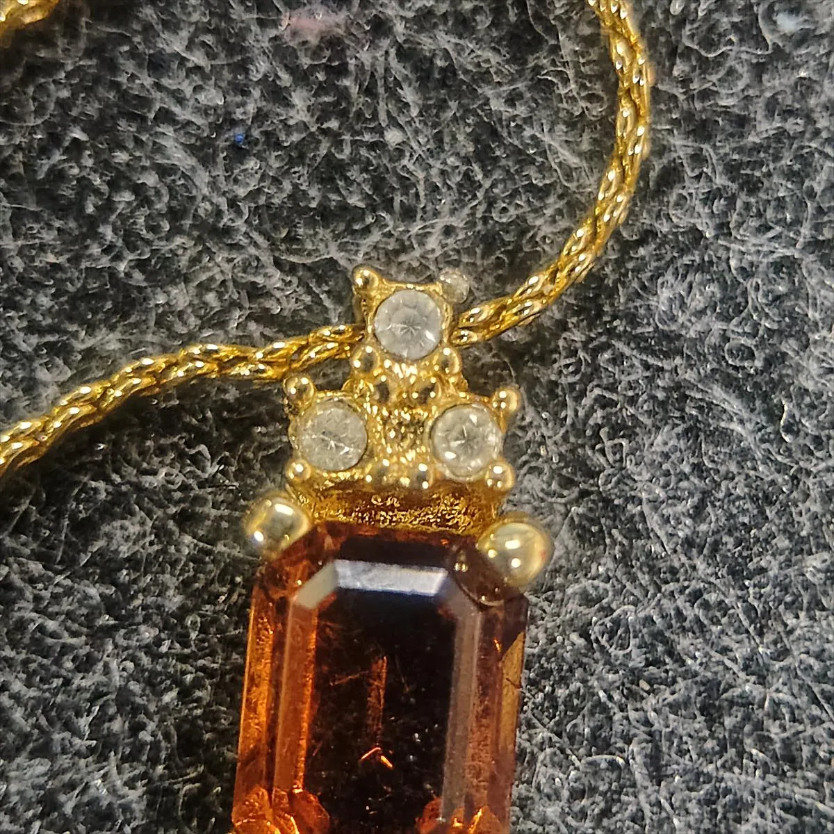 necklace, GP x rhinestone, gold, — view 6