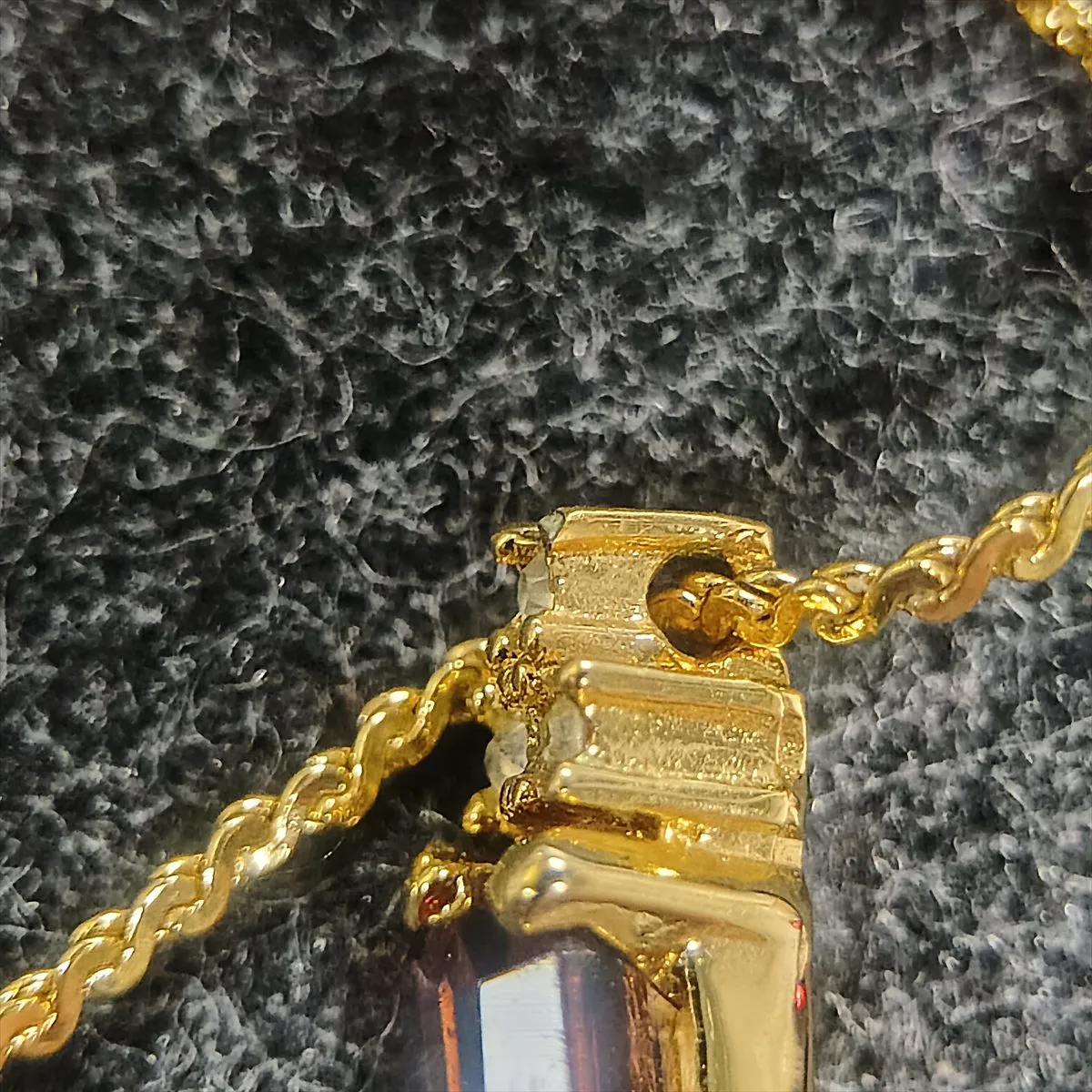 necklace, GP x rhinestone, gold, — view 7