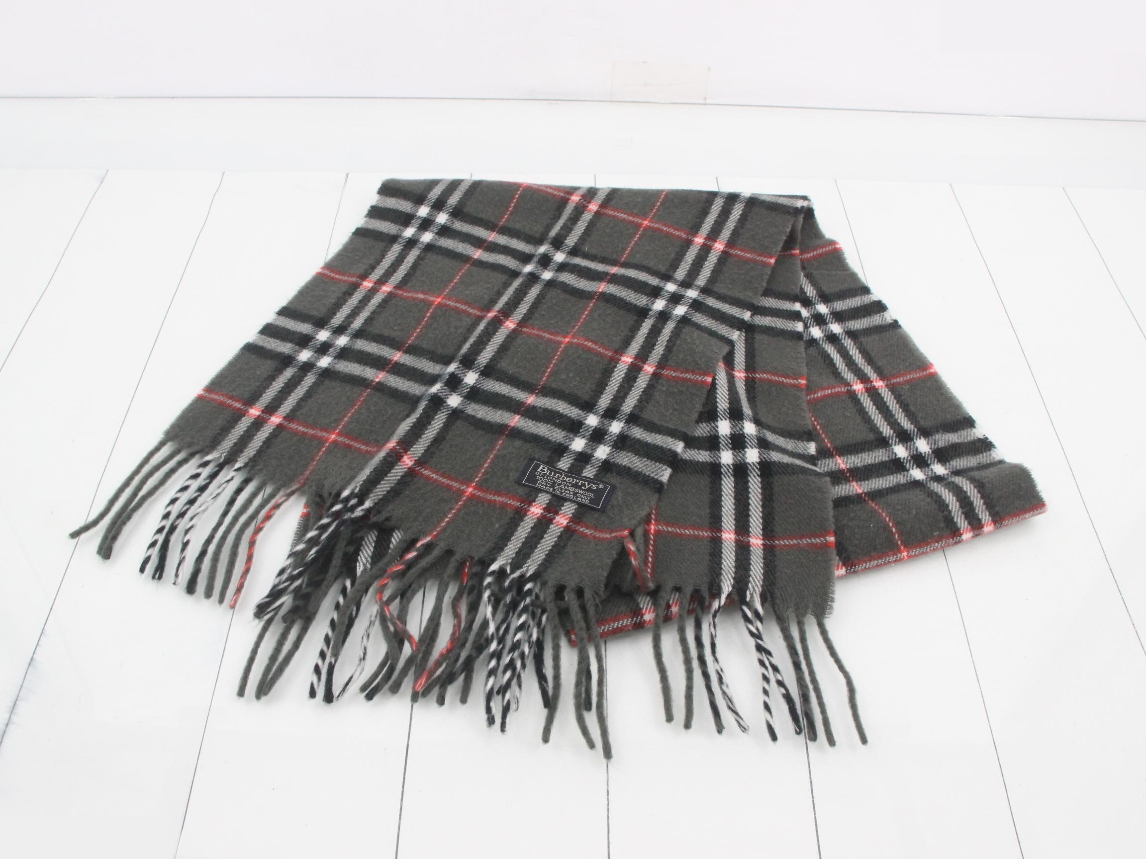 Nova Check Scarf, Gray, 100% Wool — view 2