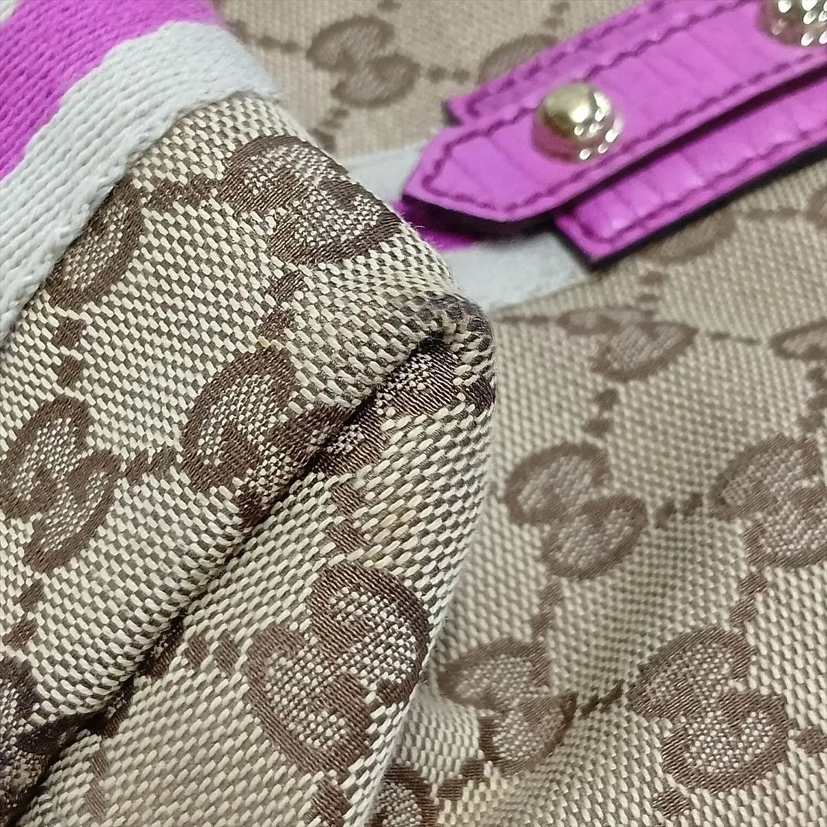 GG Canvas x Leather Handbag Beige x Purple 139261 — view 12